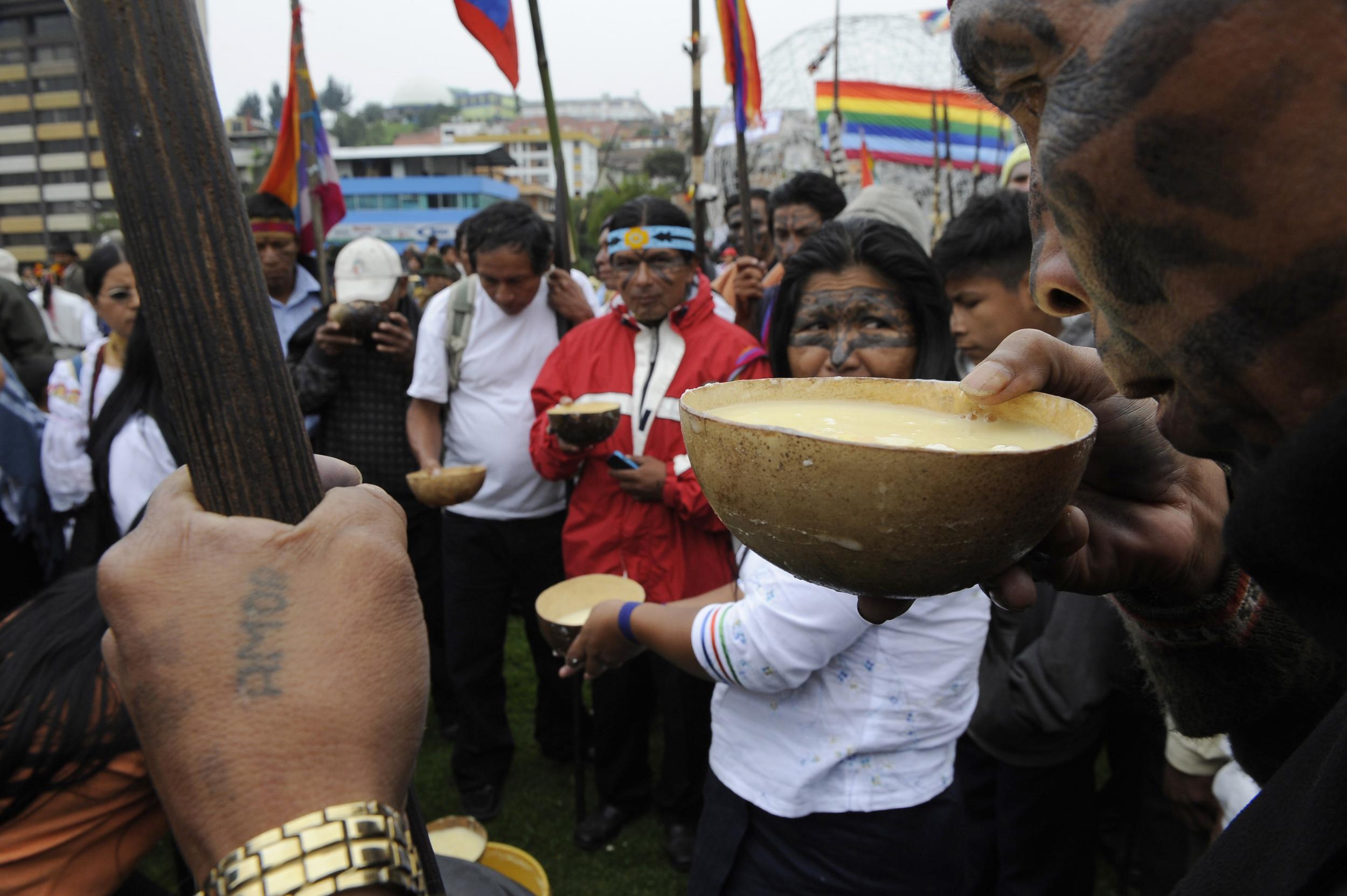 Chicha (drunk here in Ecuador) is traditionally made using human spit