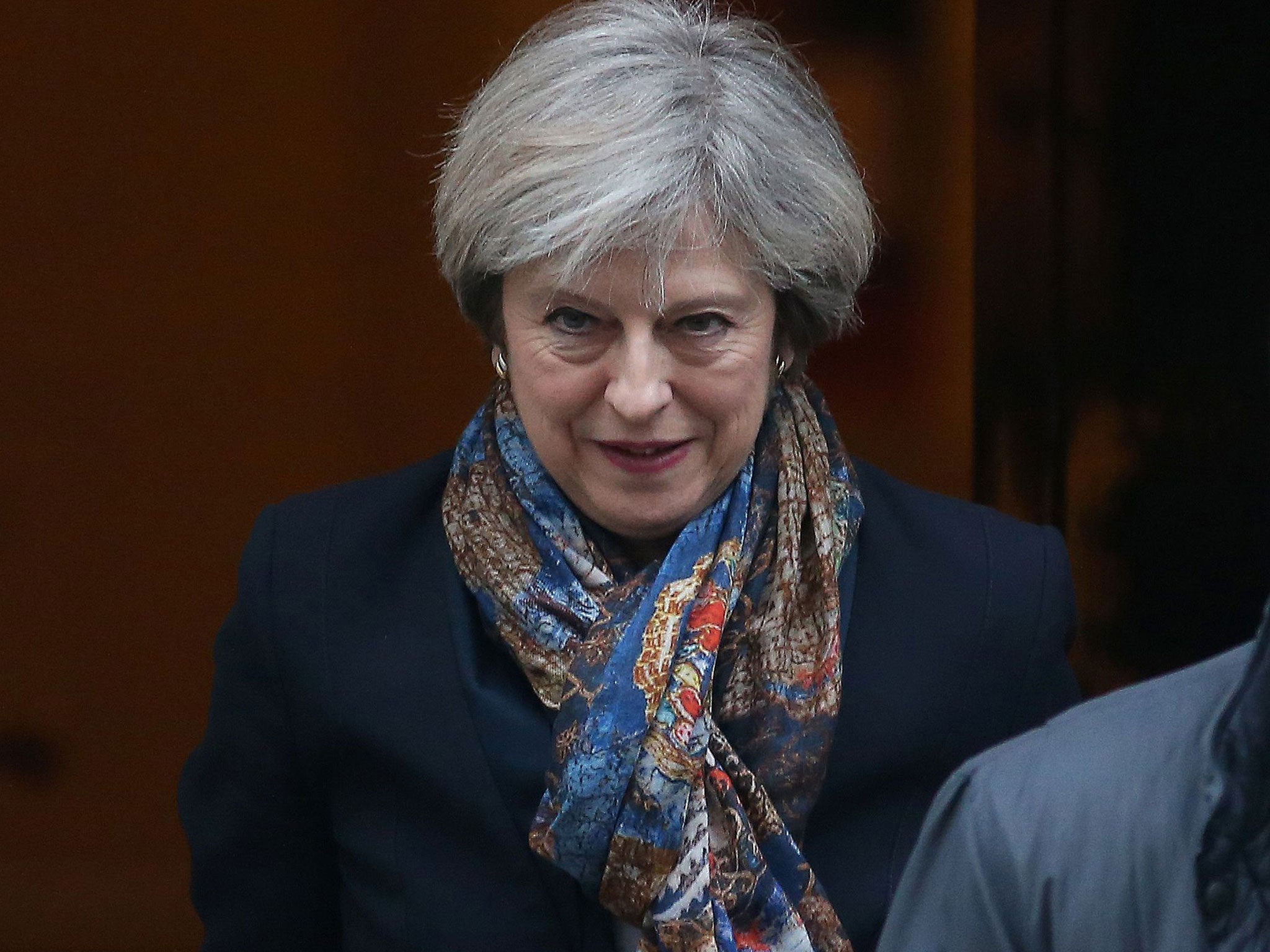 Prime Minister Theresa May leaves 10 Downing Street in central London on January 24, 2017.