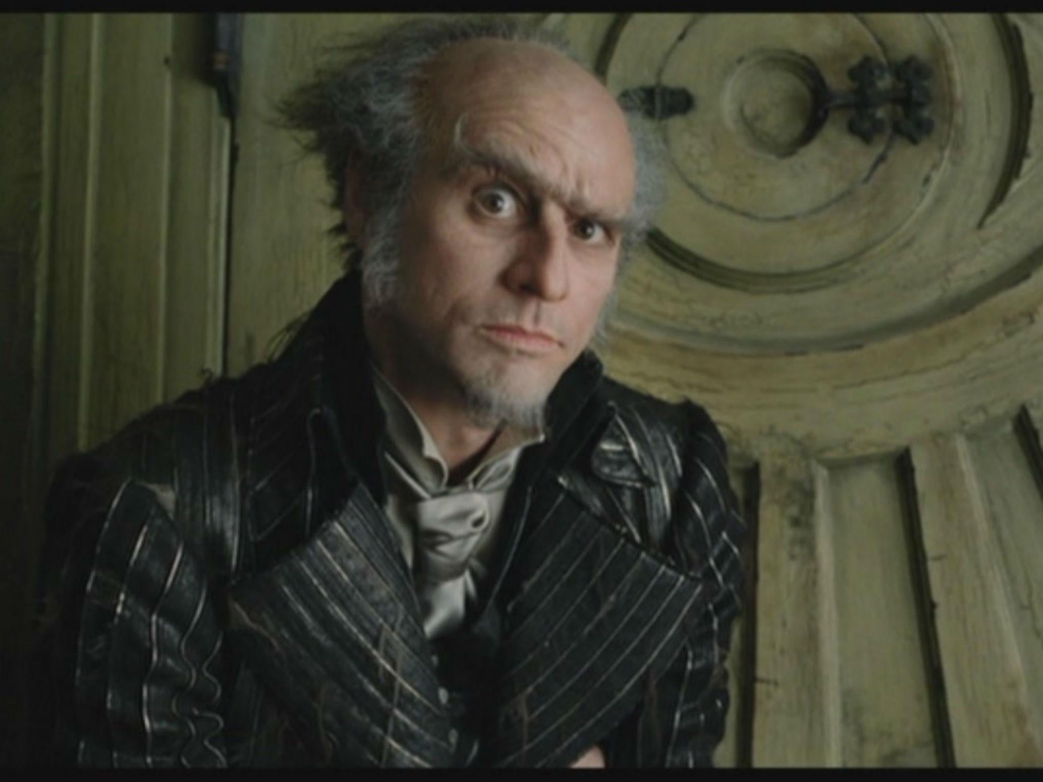 Jim Carrey stars as the wicked Count Olaf in the 2004 film adaptation of Daniel Handler’s novels