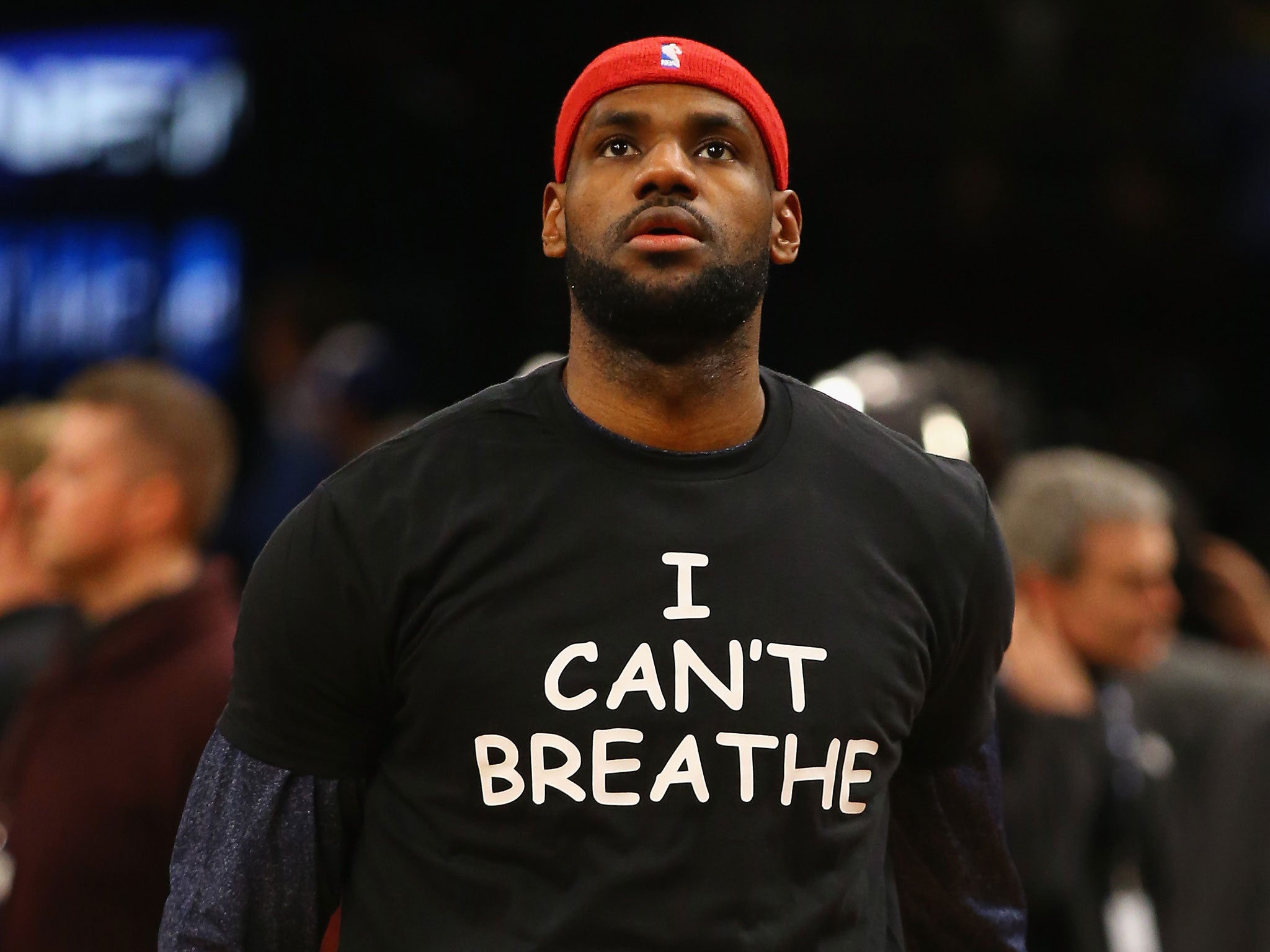 LeBron James led his Cleveland Cavaliers out against the Brooklyn Nets in a T-shirt bearing the message ‘I can’t breathe’