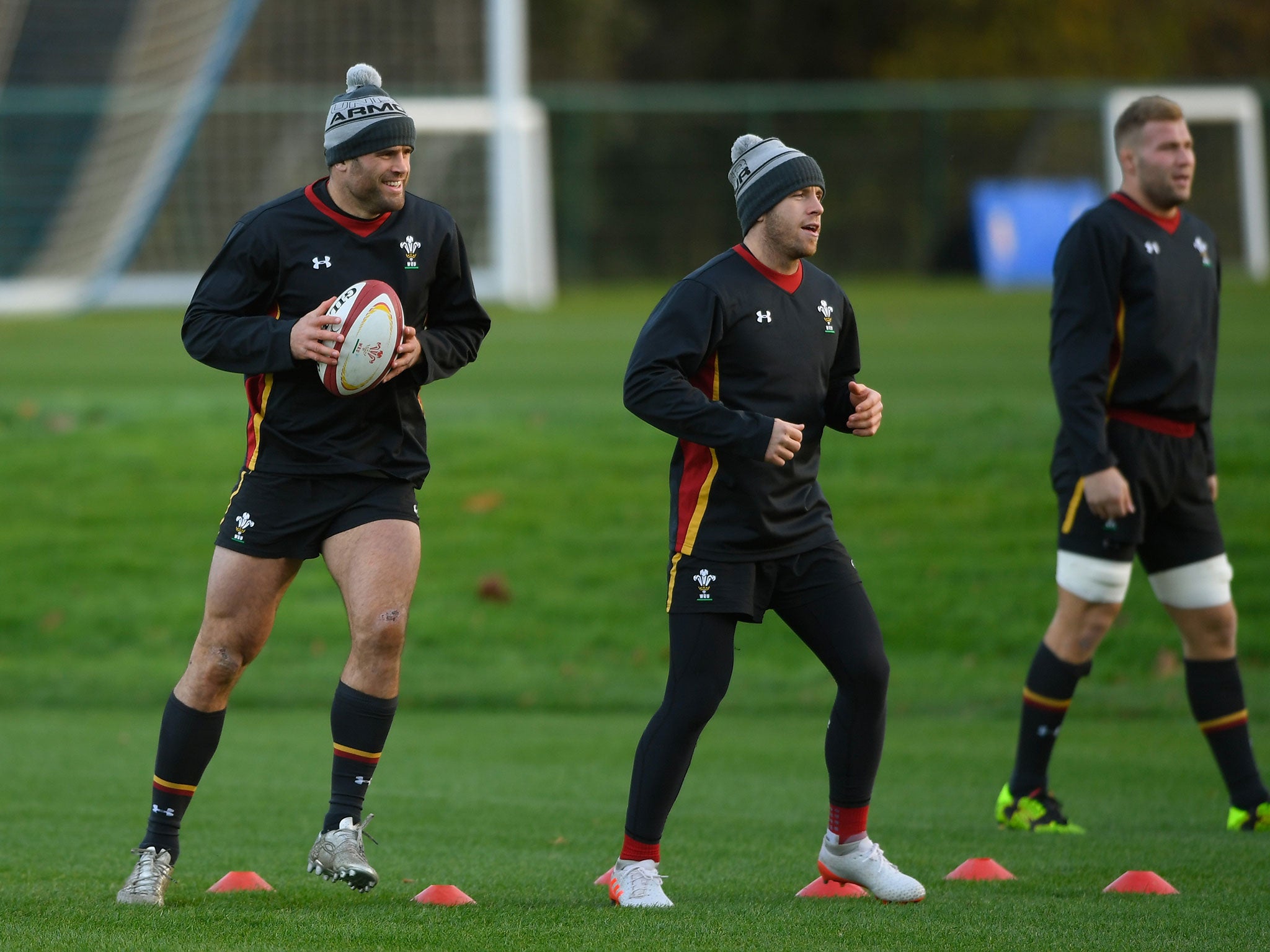 The Welsh rugby team in training