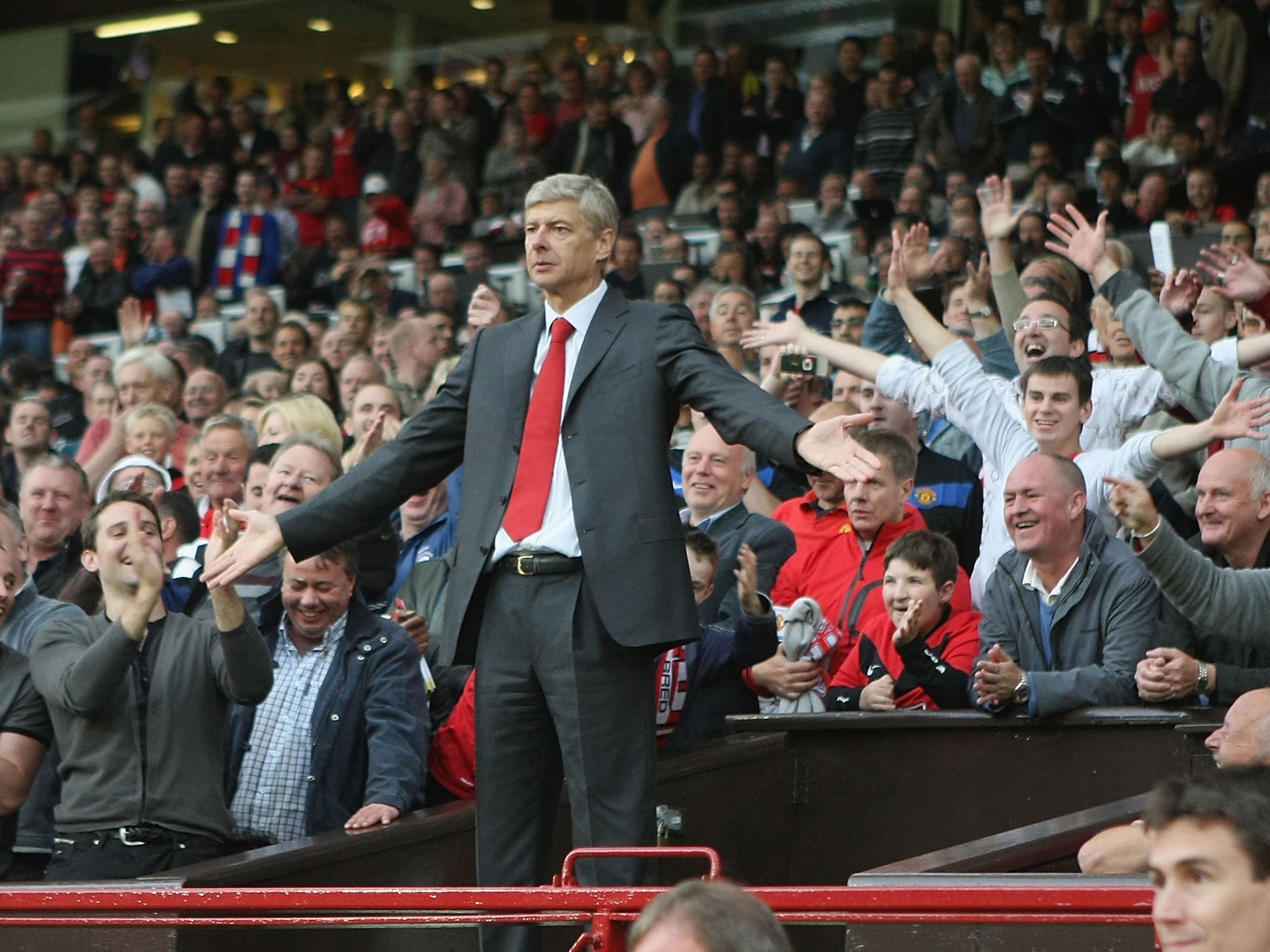 Wenger was sent to the stands at Old Trafford in 2009