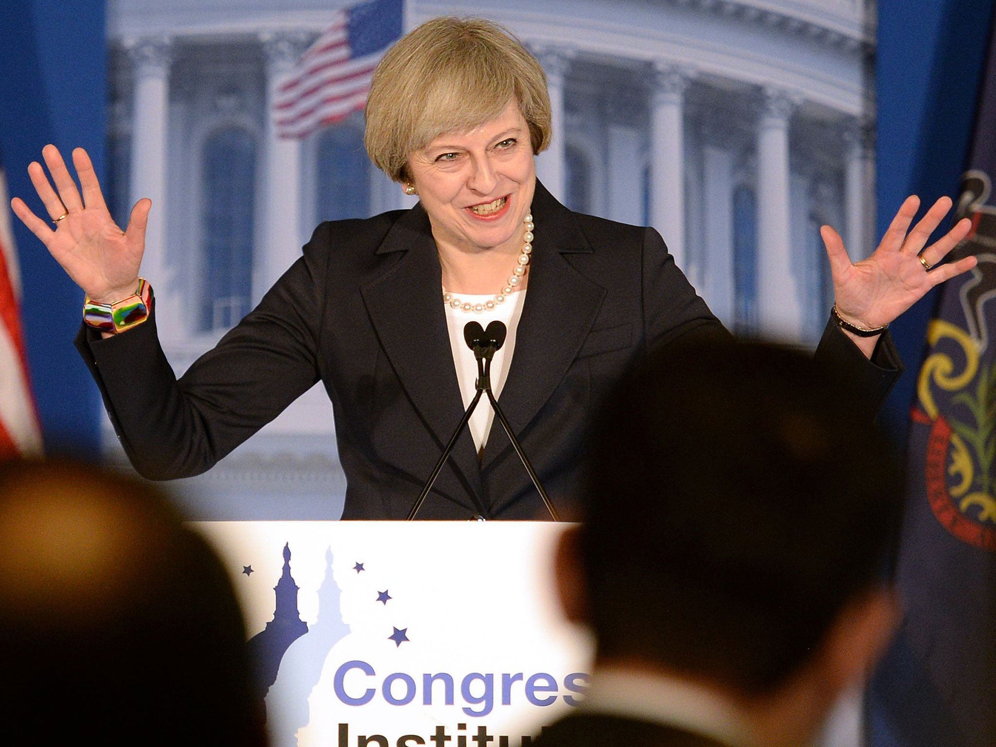 Prime Minister Theresa May addressing the Republican congressmen's retreat in Philadelphia ahead of her meeting with Donald Trump on Friday