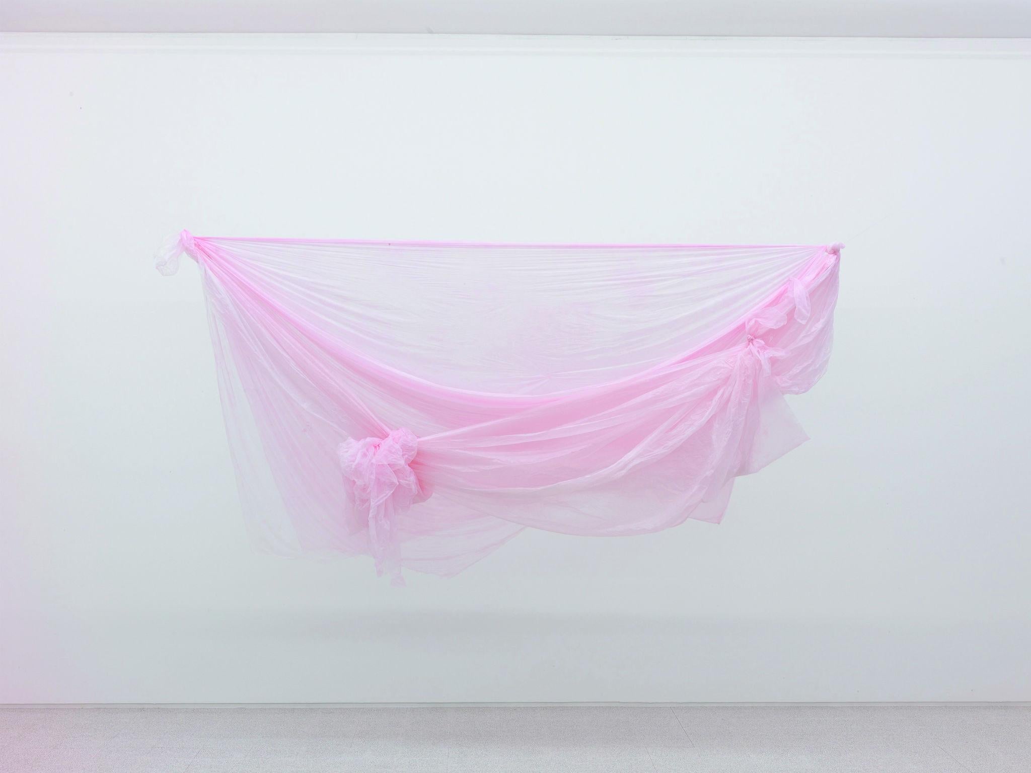 Karla Black, 'What To Ask Of Others', 2011, polythene, chalk dust, thread 140x300x30cm (courtesy the artist, Collezione Maramotti, Reggio Emilia (Italy) and Galerie Gisela Capitain, Cologne Photo: © Dario Lasa)