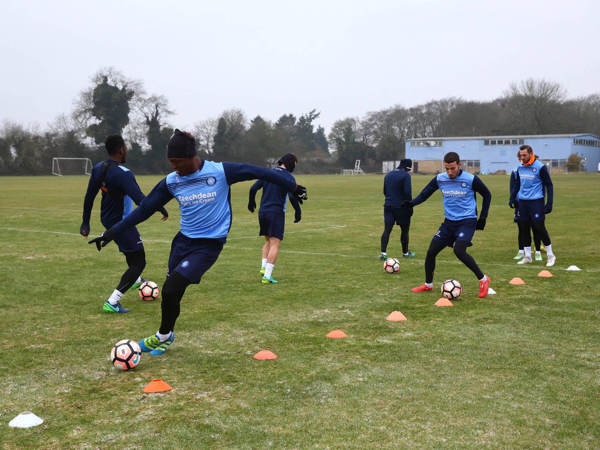 Wycombe Wanderers players in training