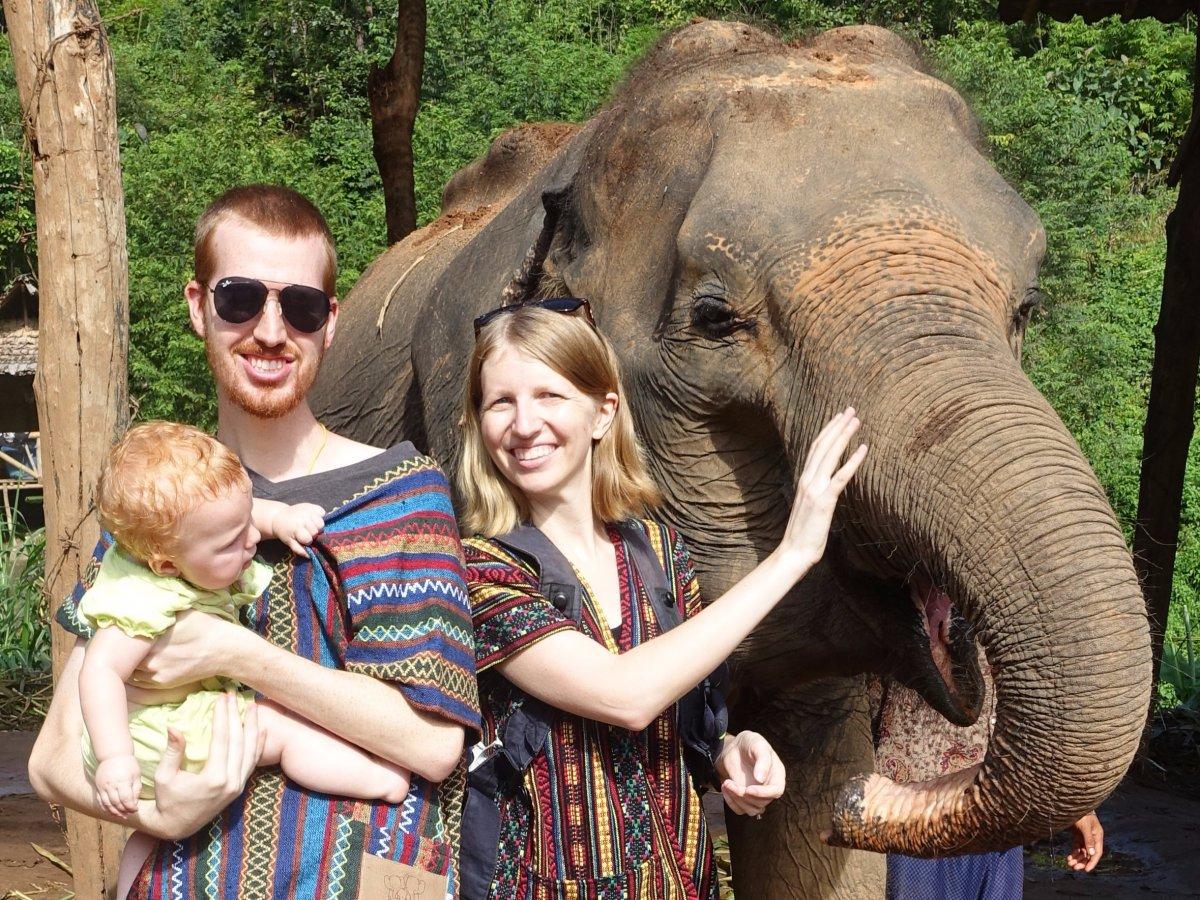 Meeting elephants near Chiang Mai, Thailand