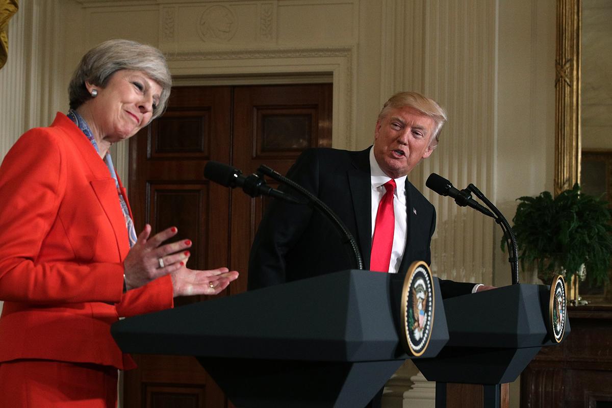 Trump looked irritated by the candour of the British journalists chosen for questions by Ms May