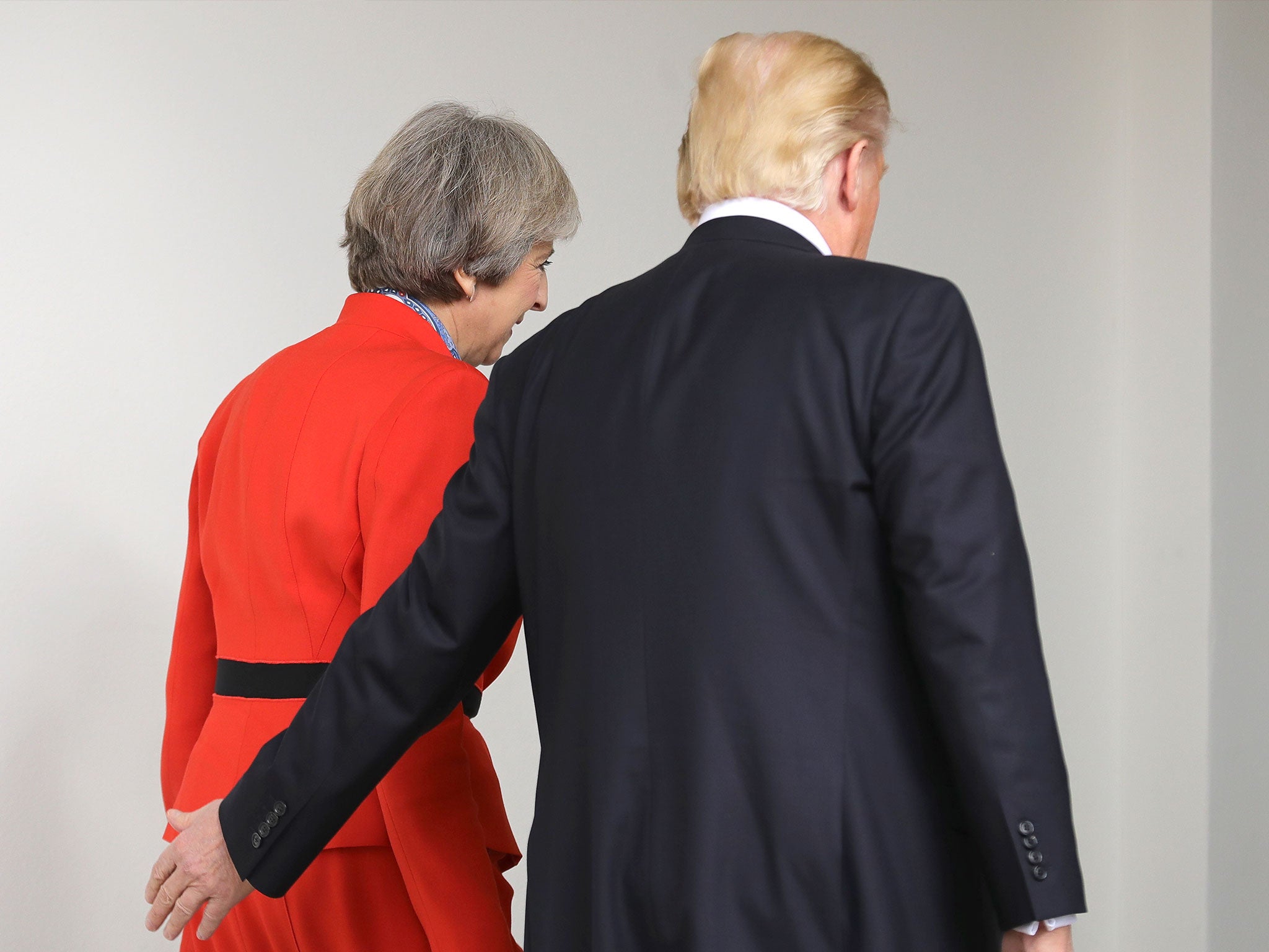 Theresa May with Donald Trump earlier on Friday