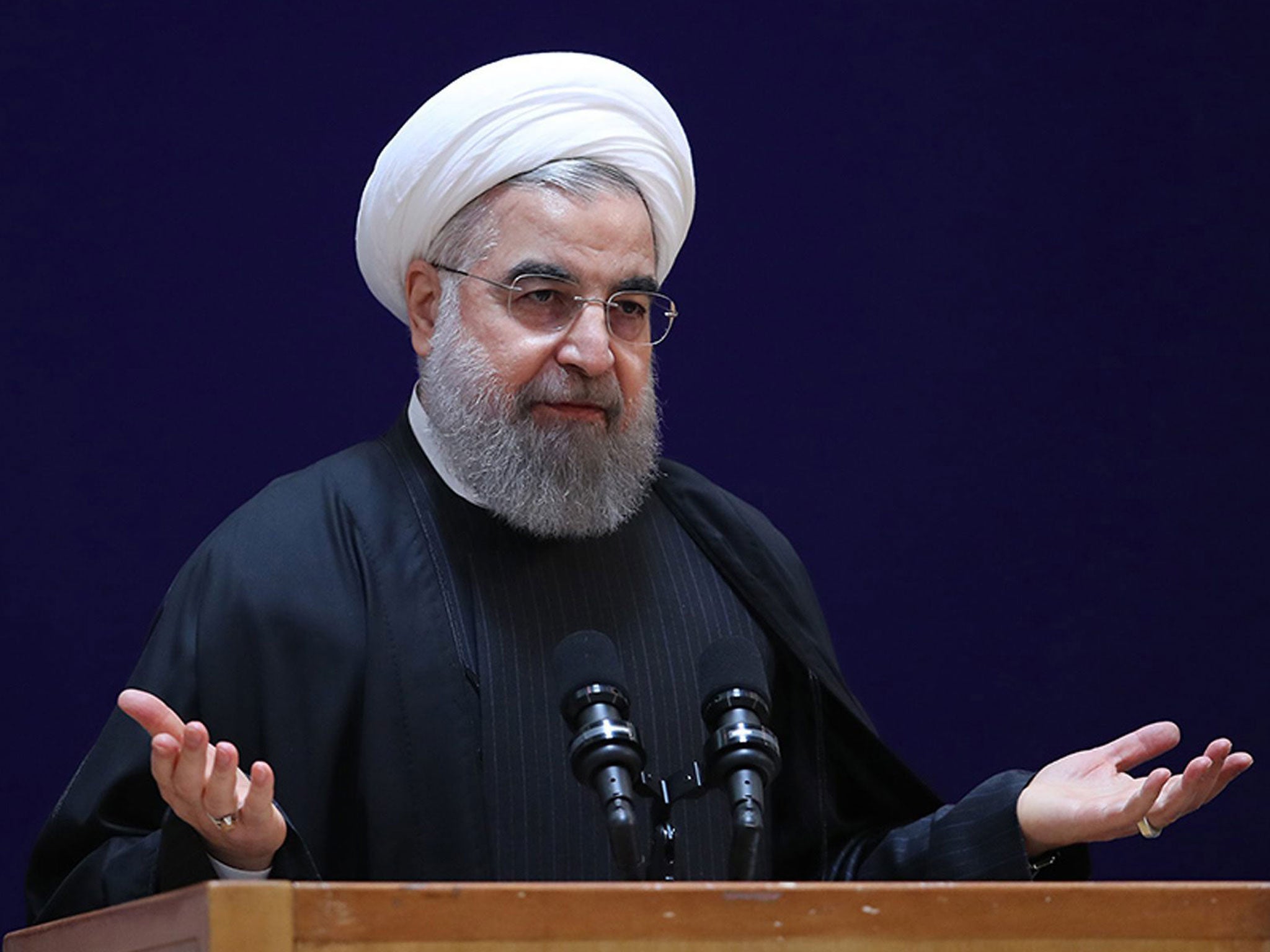 Iranian president Hassan Rouhani speaking during a ceremony in Tehran, Iran, 28 January 2017