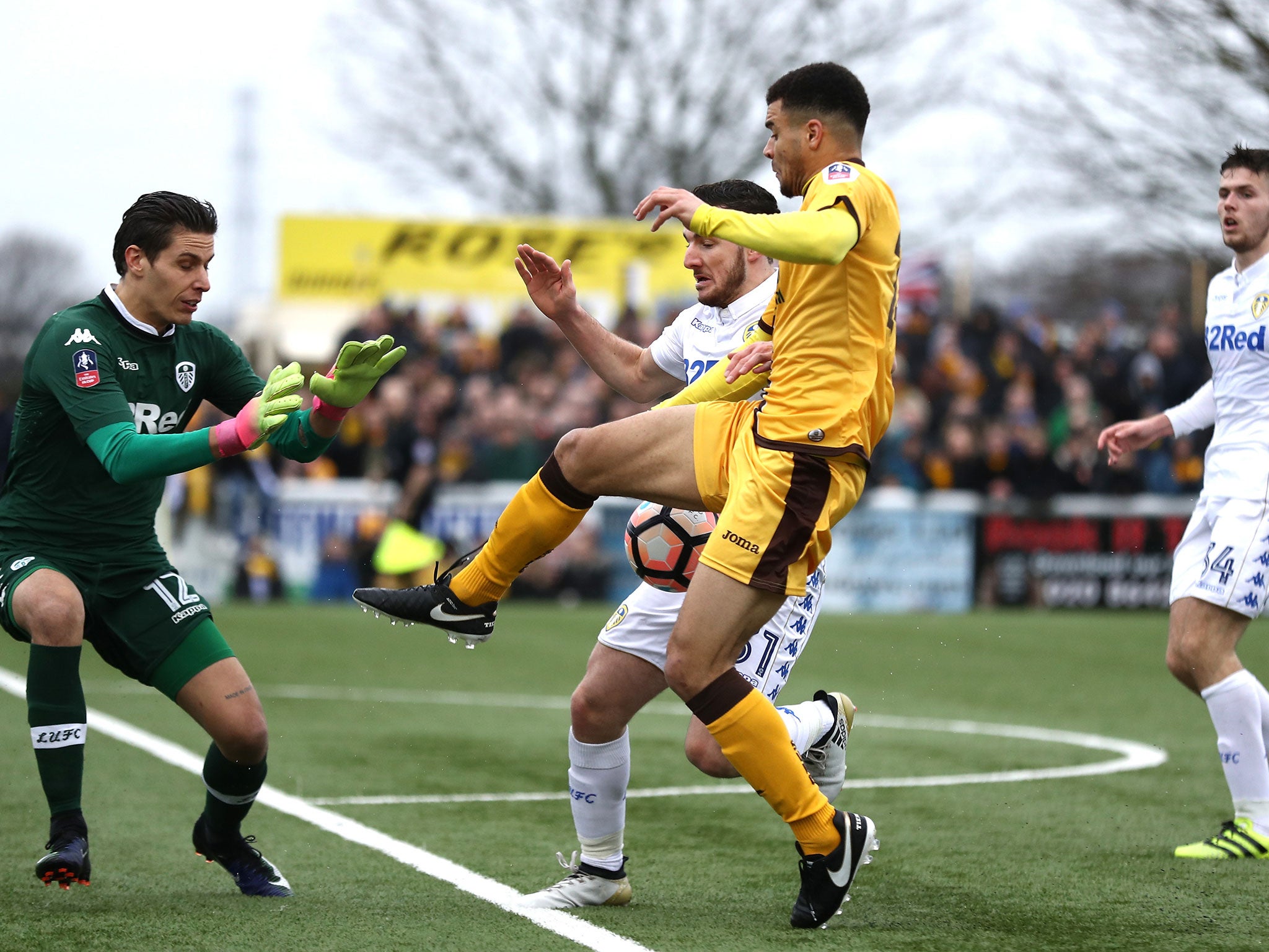 Marco Silvestri looks readies himself for a shot from Maxime Biamou