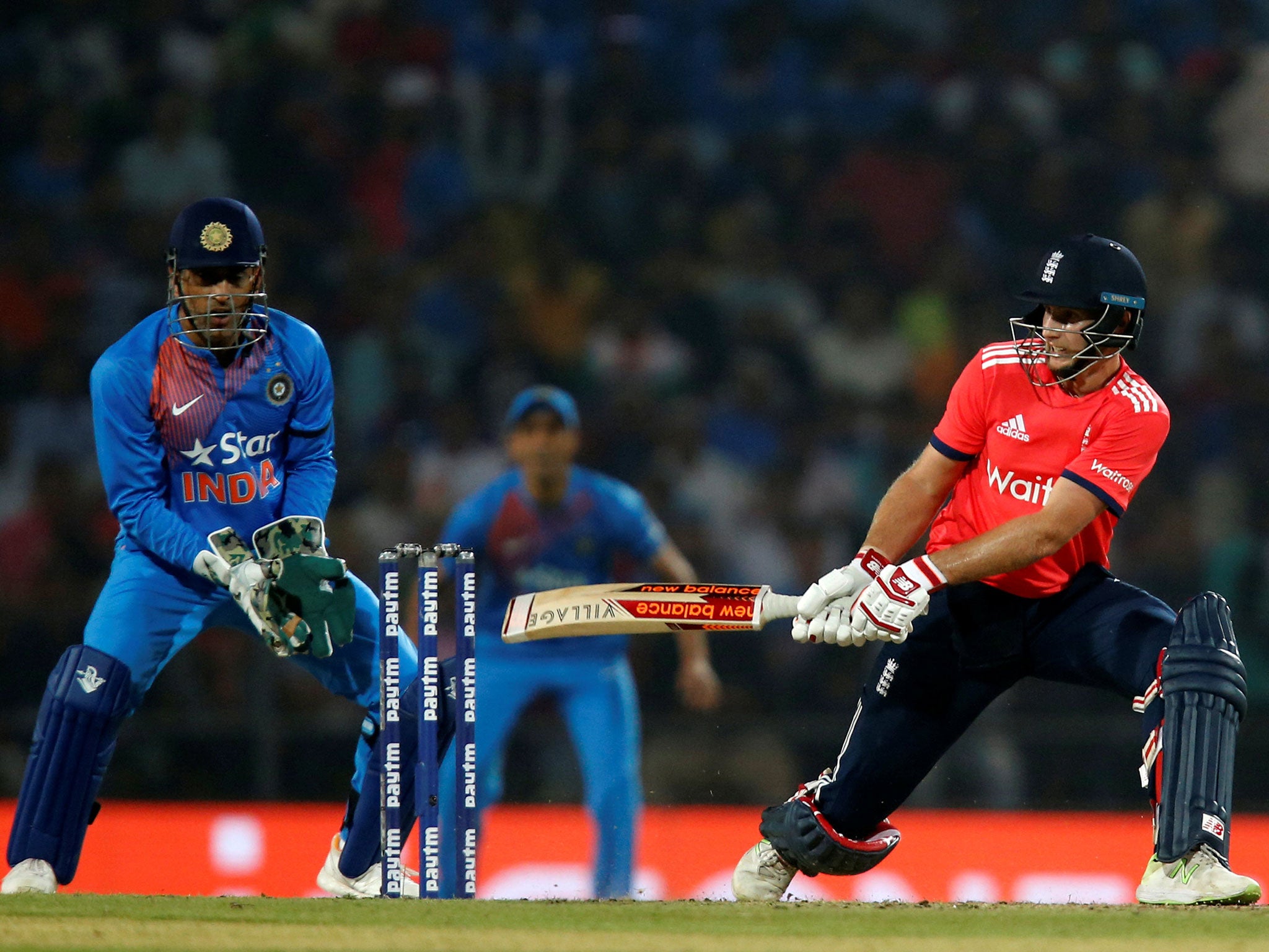 Joe Root plays a shot during his innings