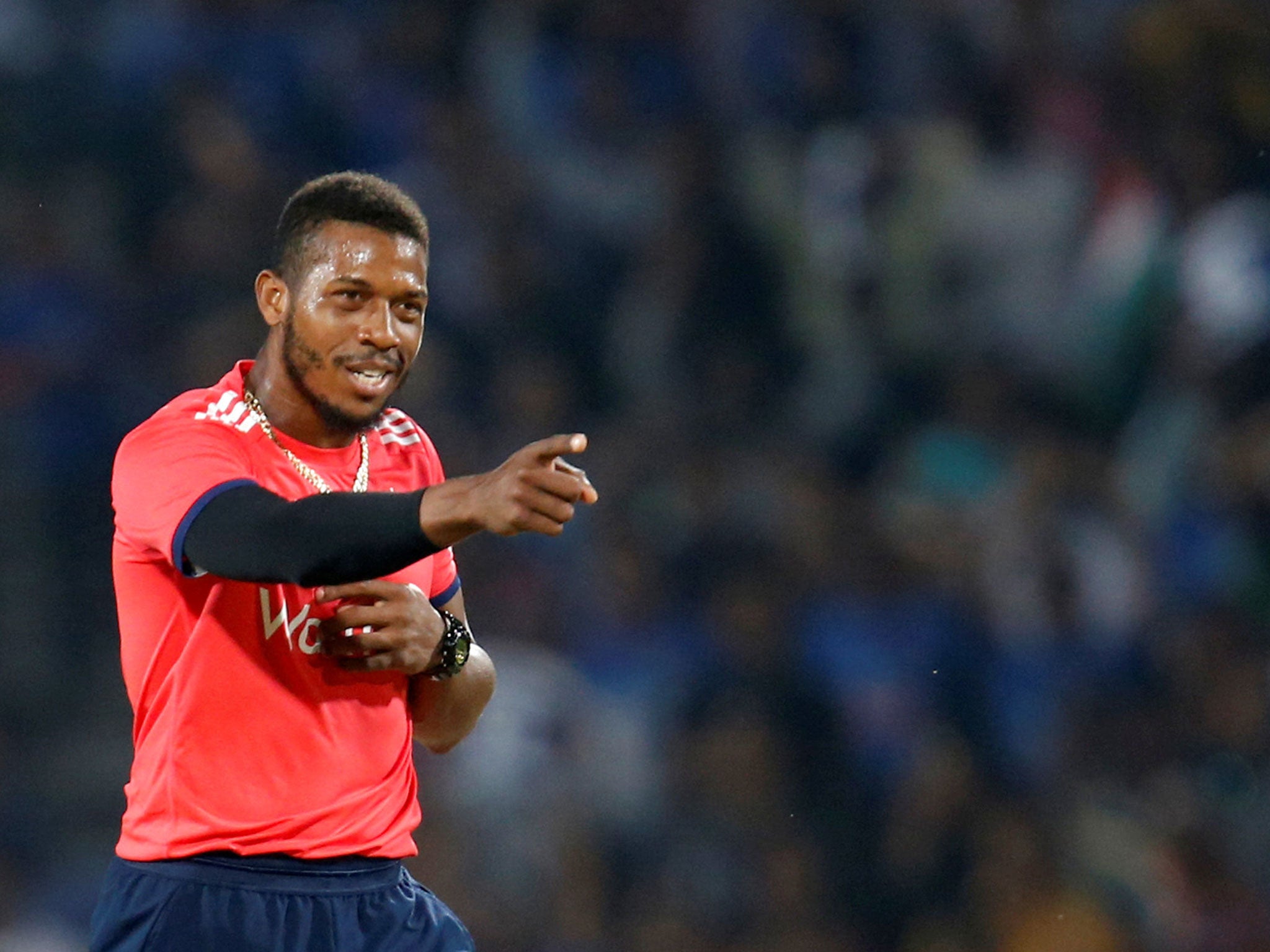 Chris Jordan celebrates the wicket of India's captain Virat Kohli