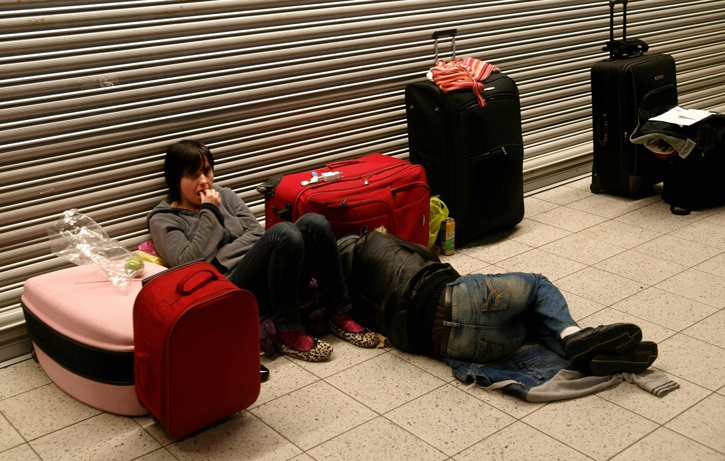 Happy passengers at Luton Airport