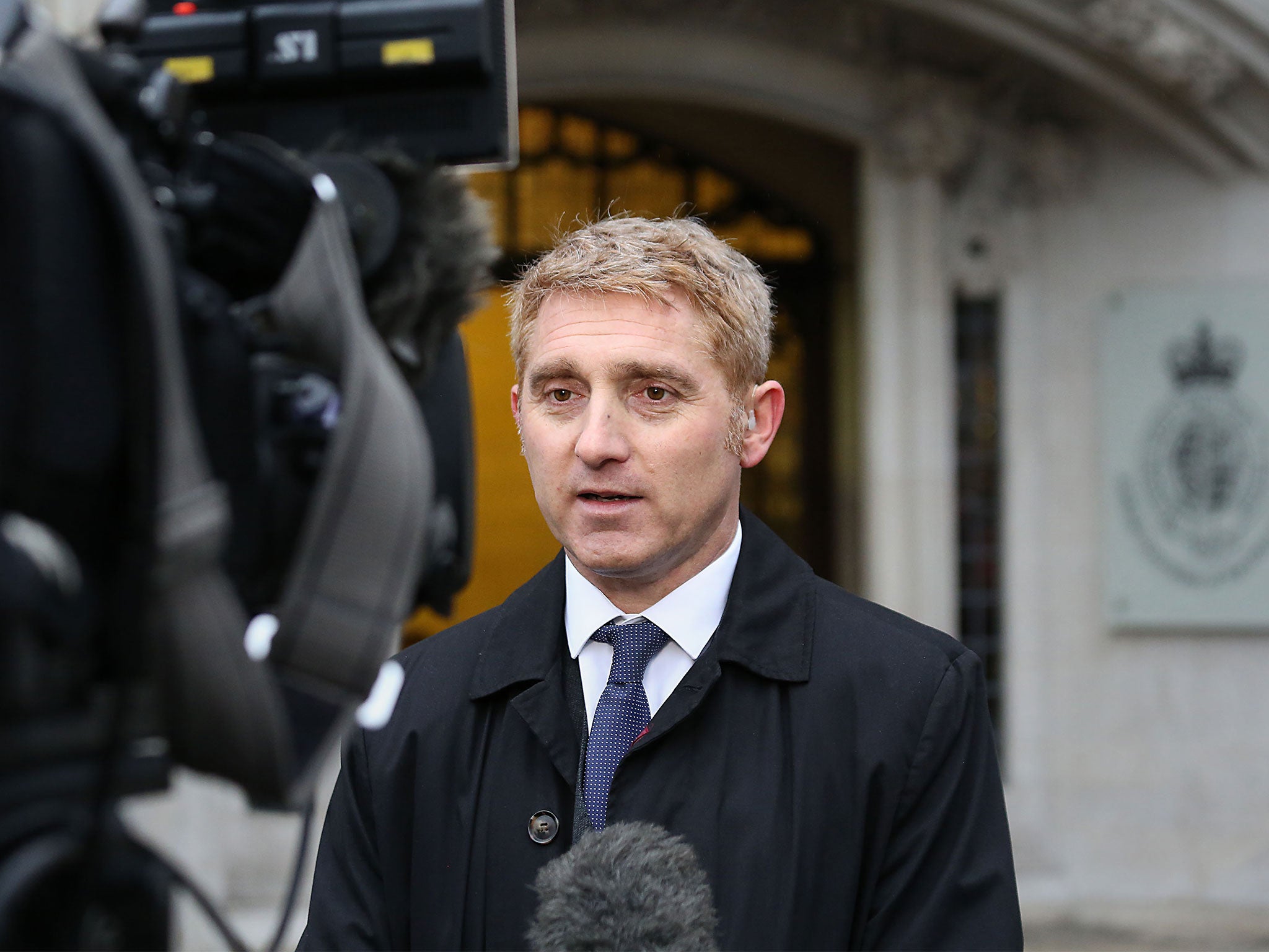 Jon Platt, who successfully challenged a conviction for taking his daughter on an unauthorised holiday during school term time, speaks to the media outside the Supreme Court in central London, where the Isle of Wight Council is appealing over the case