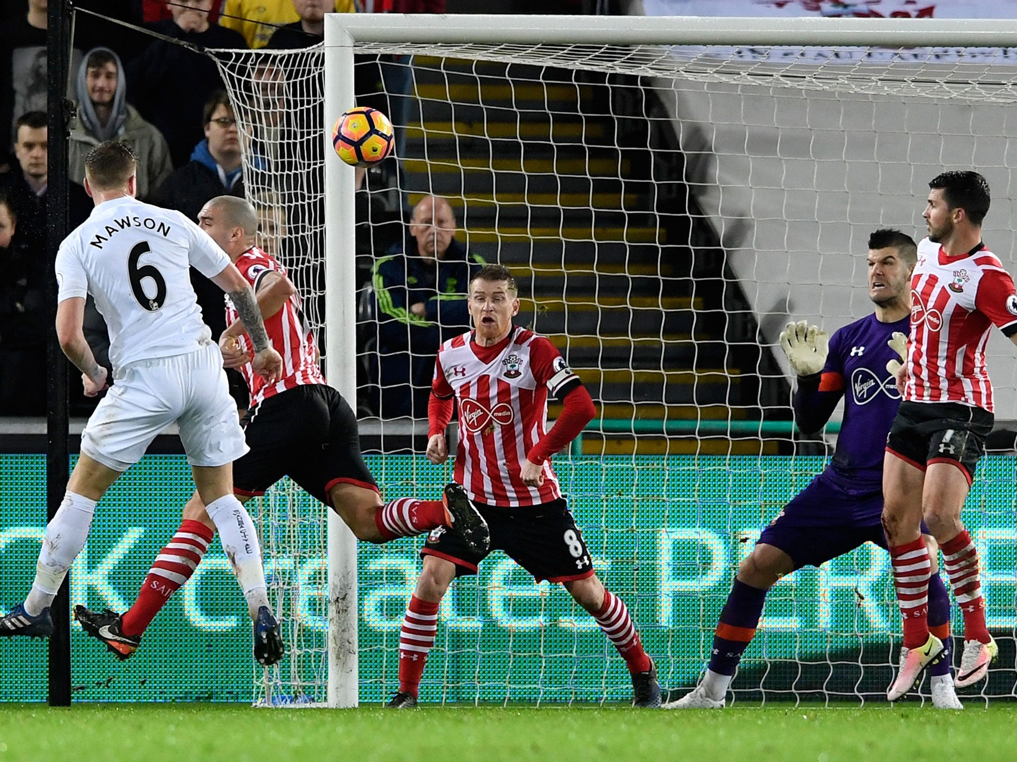 Alfie Mawson headed home the opener for Swansea