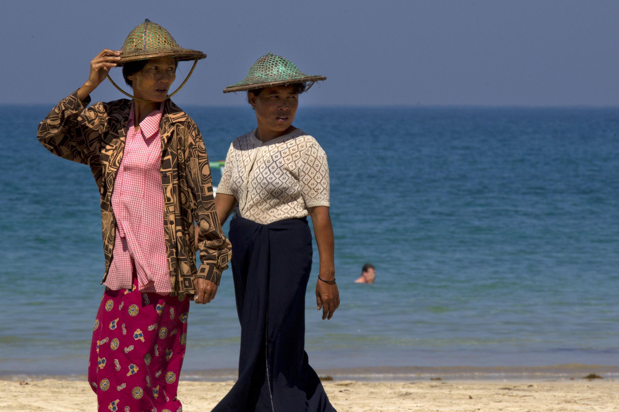 Women wear sleeves in Burma, even on the beach (Getty)