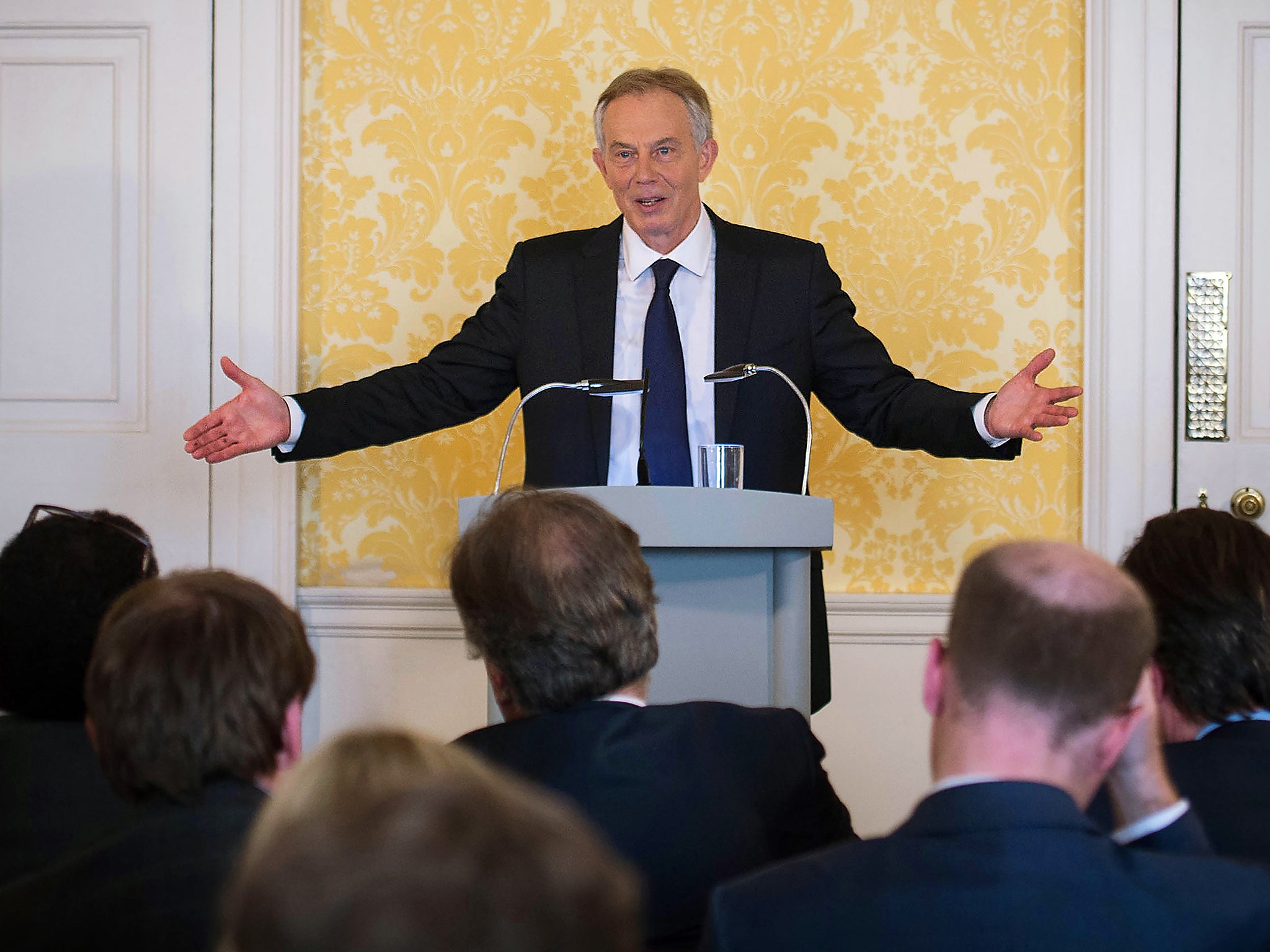 Tony Blair holding his own press conference on the day the Chilcot report was published. He is widely believed to be among those facing possible legal action from the families of soldiers who died in Iraq.