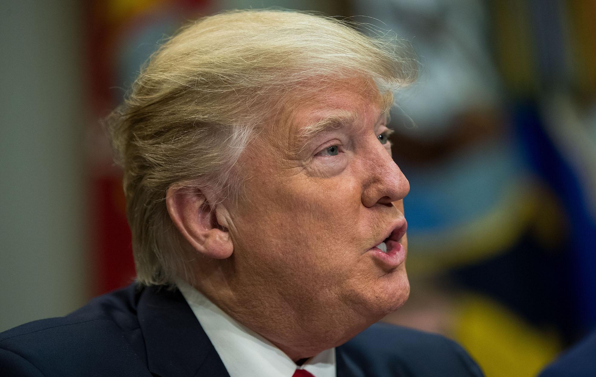 President Donald Trump meets with Senate and House legislators, in the Roosevelt Room at the White House, February 2, 2017 in Washington, DC.