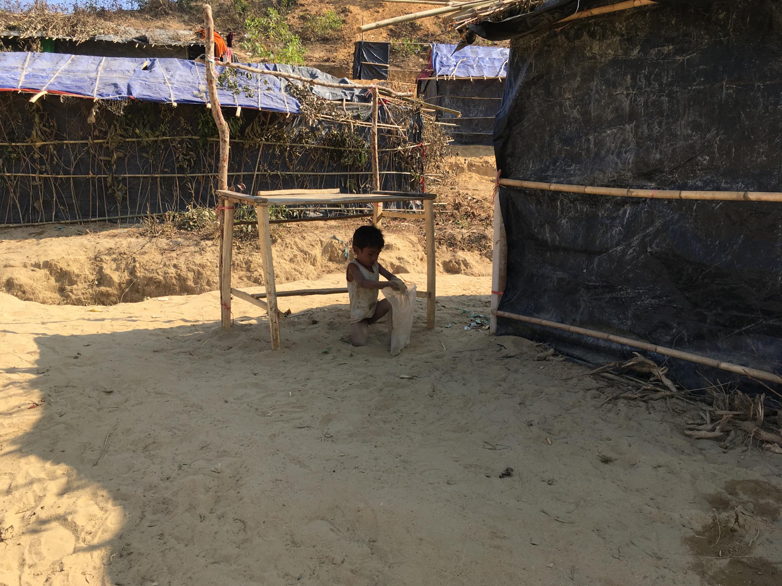 A Rohingya child in Bangladesh who fled from persecution by security services in Rhakine State