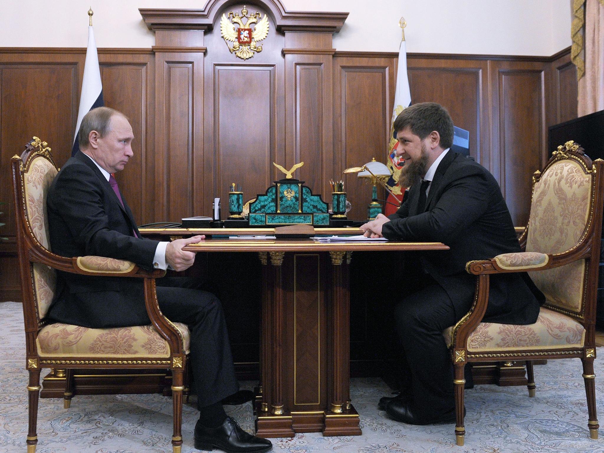 Russian President Vladimir Putin meets with Chechnya's leader Ramzan Kadyrov at the Kremlin in March 2016