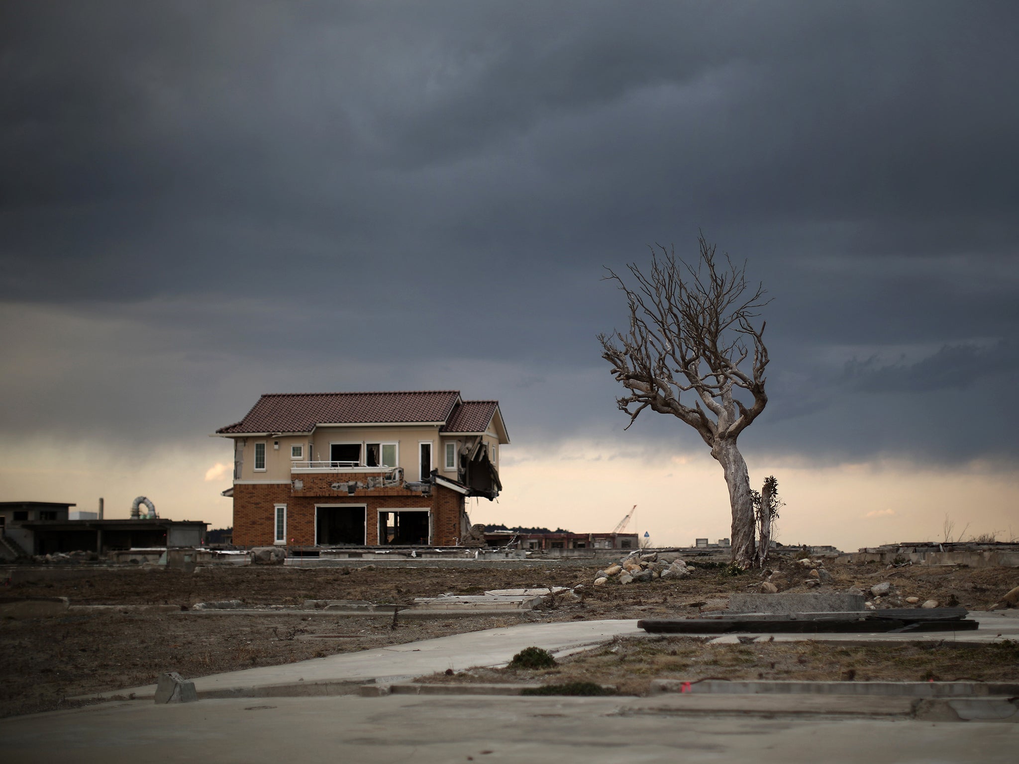 The scarred landscape inside the exclusion zone close to the Fukushima nuclear reactor in Japan