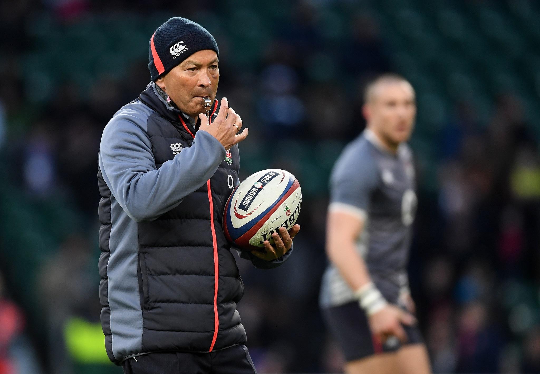 Eddie Jones oversees England's warm-up at Twickenham (Getty )