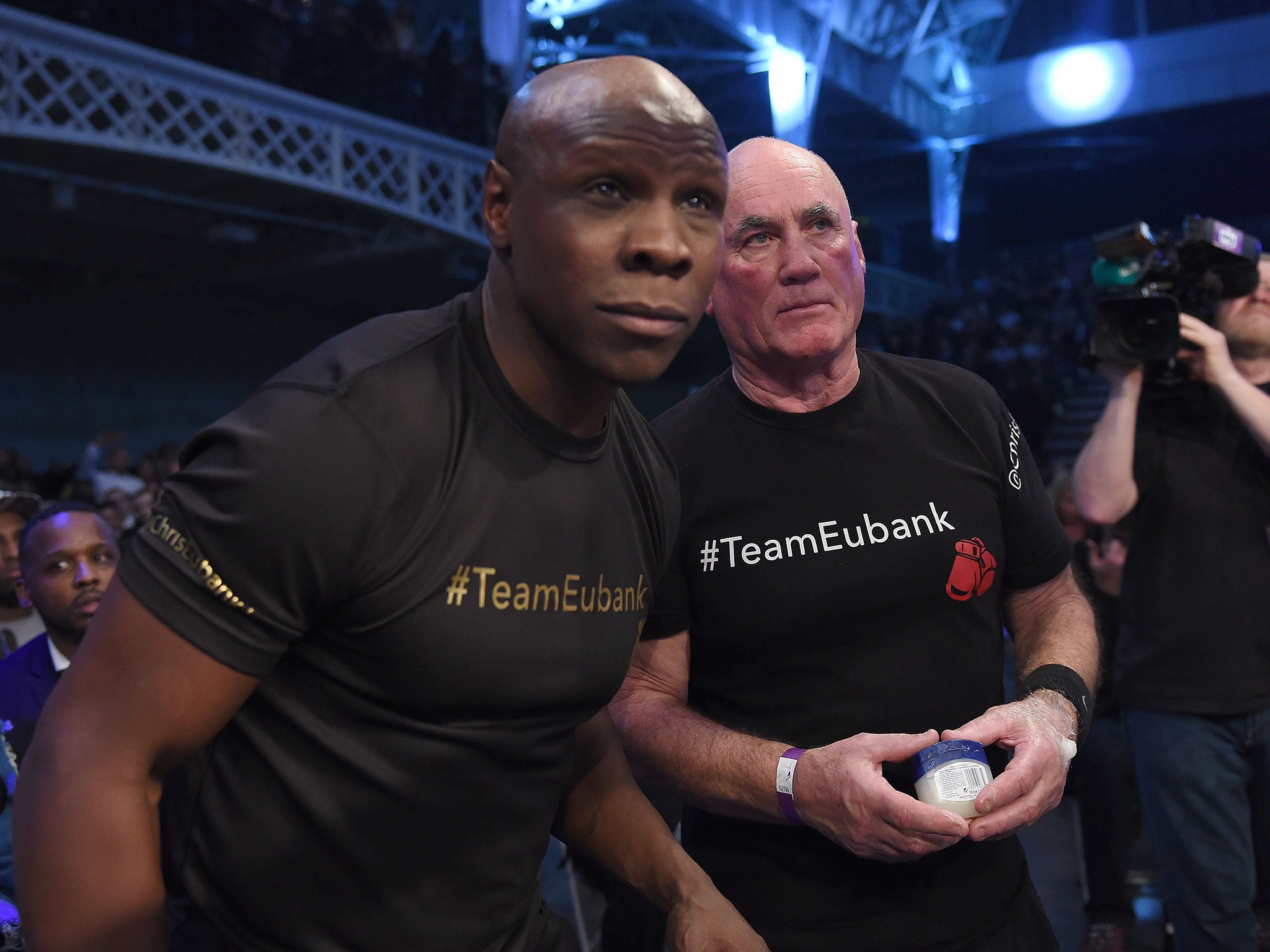 Chris Eubank watches his son from ringside