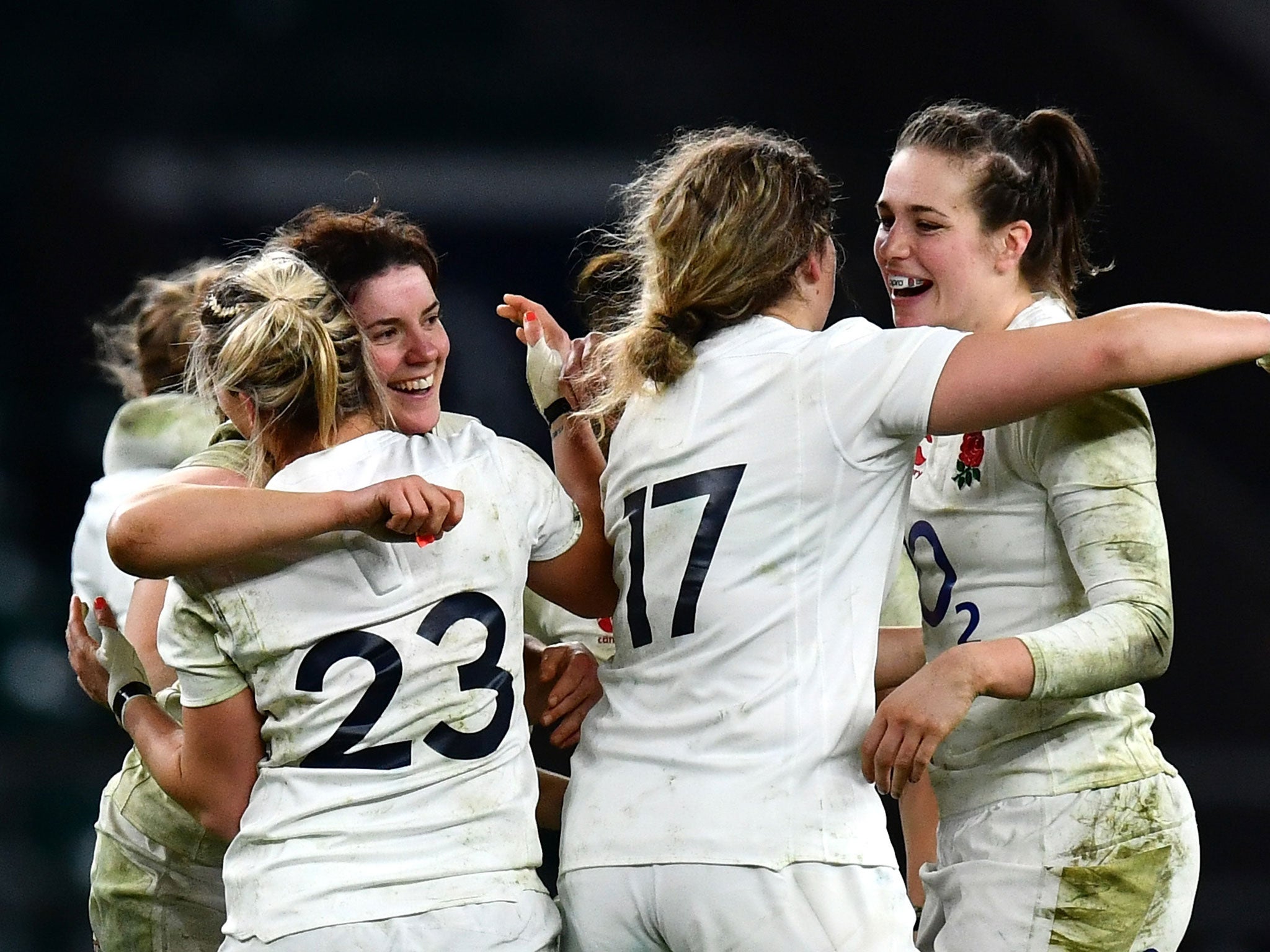 England celebrate the victory at full-time