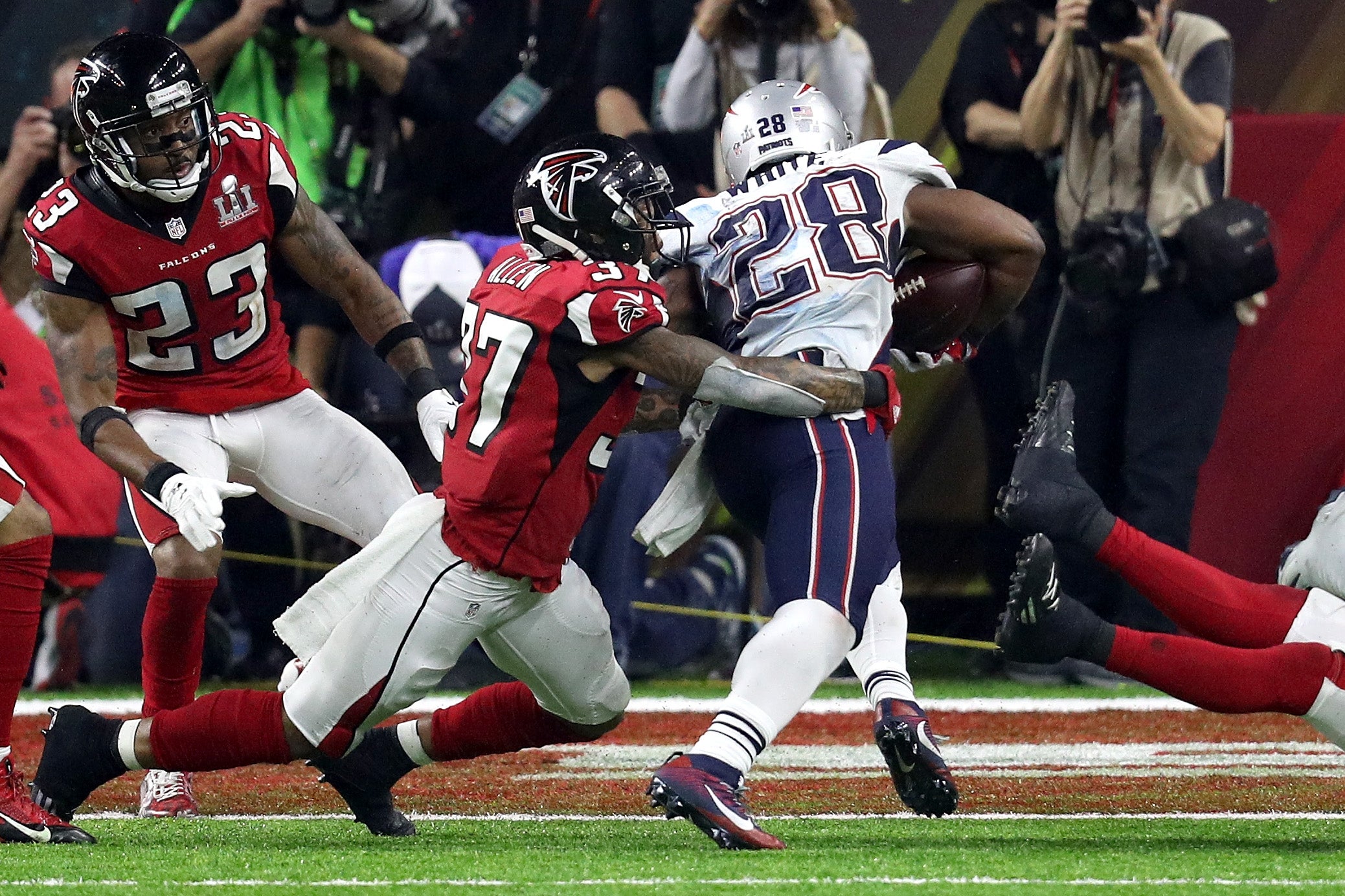 James White hustles over for the winning touchdown