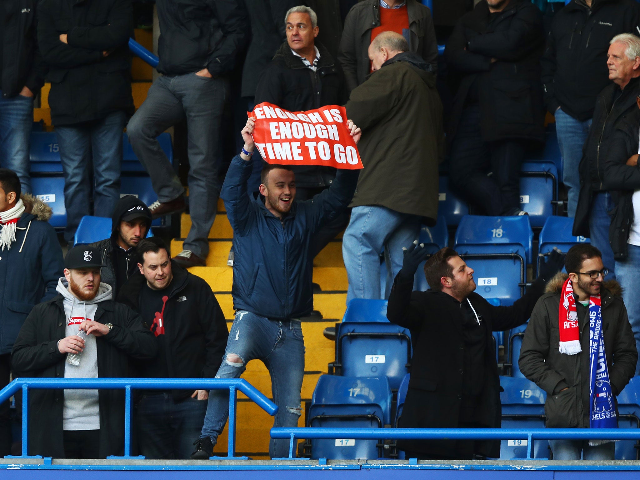 Two Arsenal fans call for Arsene Wenger to leave as manager of the club