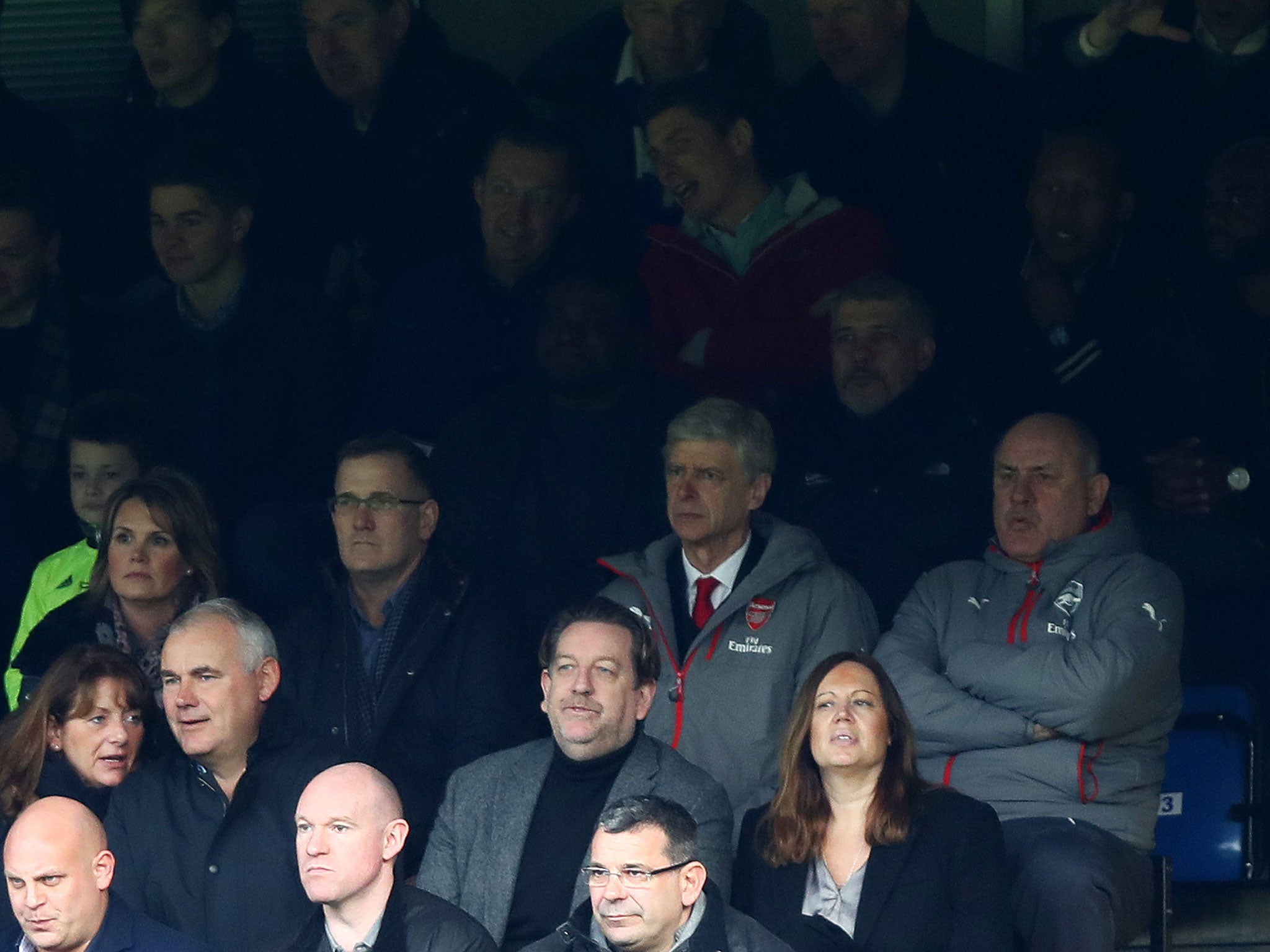 Arsene Wenger had to sit among the fans at Stamford Bridge on Saturday