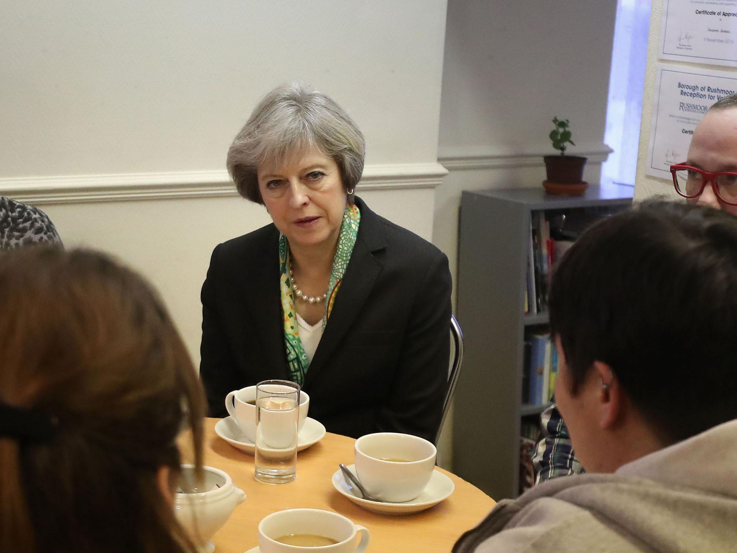 Theresa May visits a community mental health support centre, having promised to ‘transform’ attitudes to mental health problems