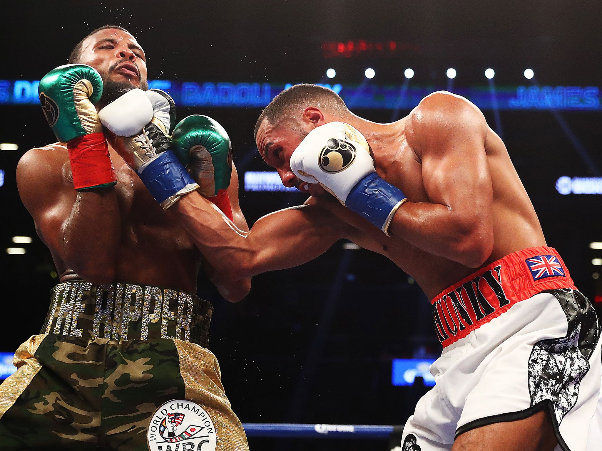 James DeGale lands a blow on Badou Jack