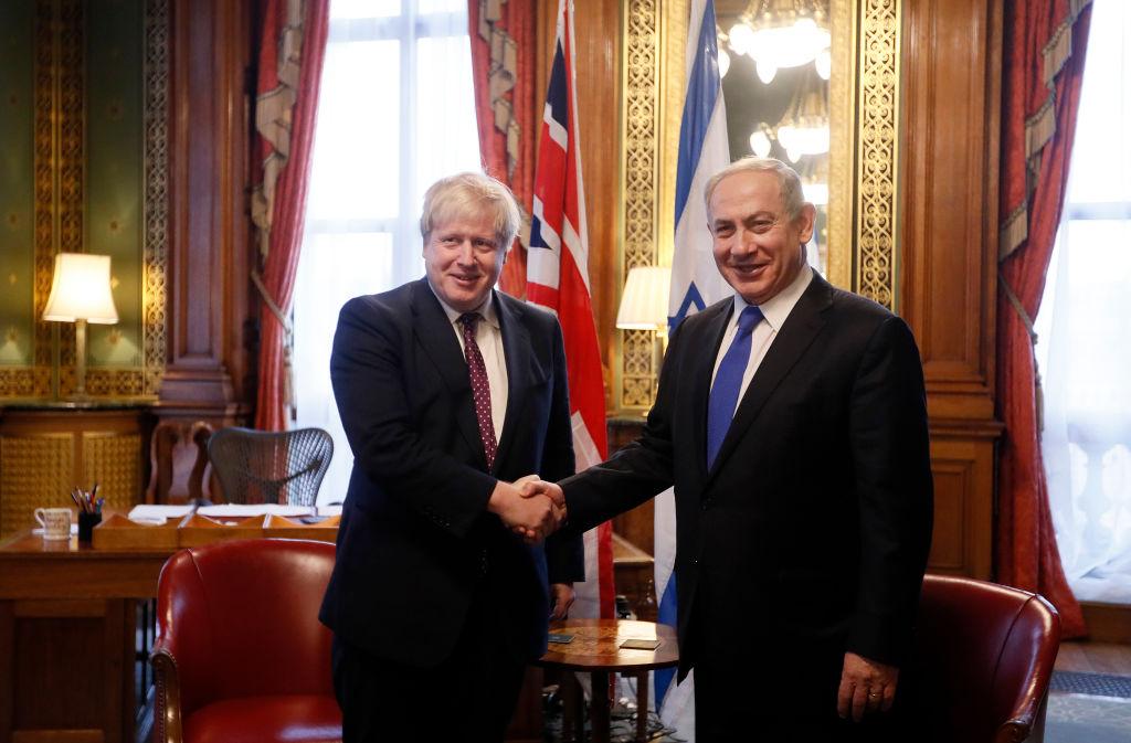 Boris Johnson (then foreign secretary) greets Benjamin Netanyahu at the Foreign Office in February 2017