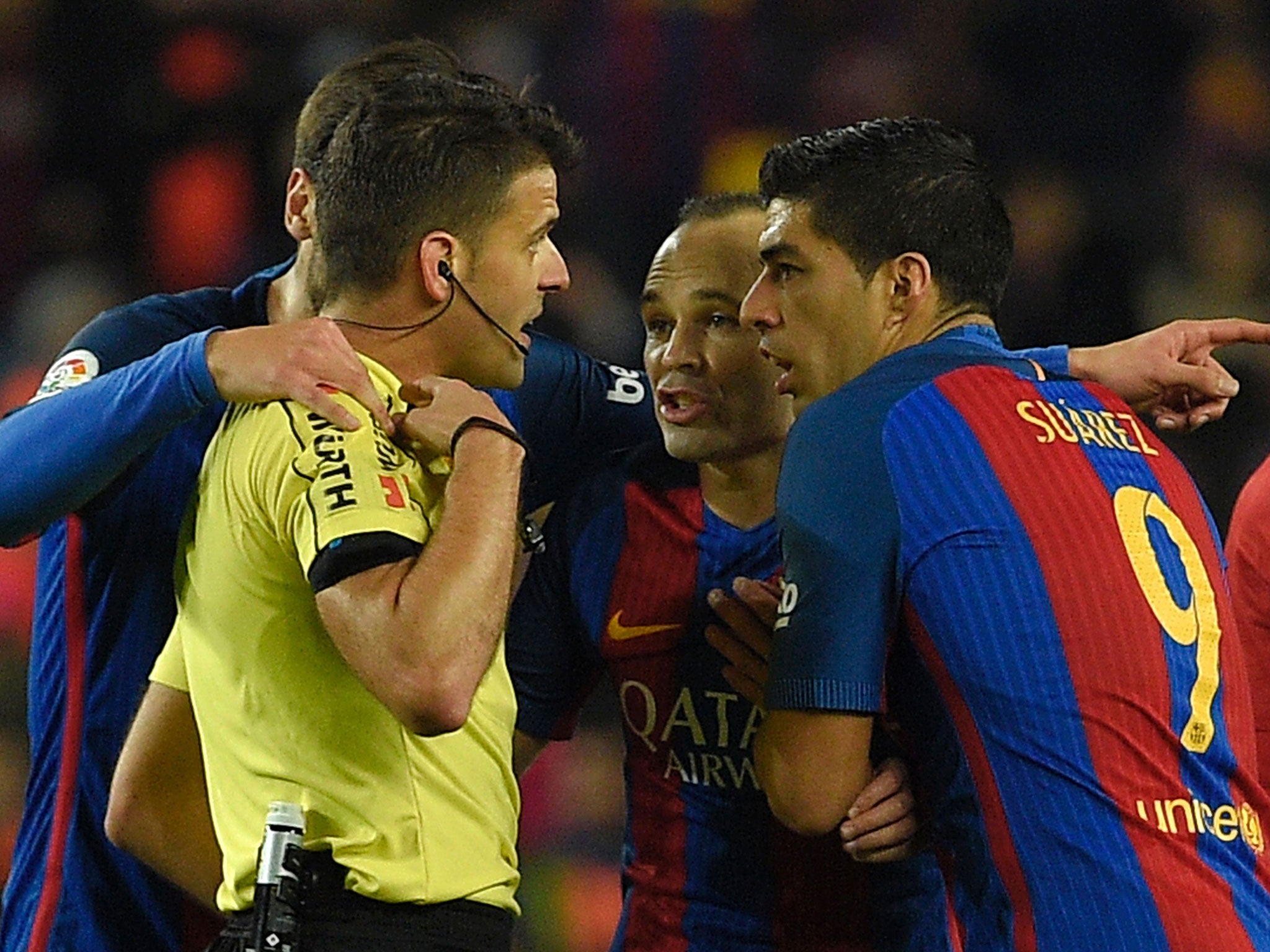 Suarez was furious with the decision in the 90th minute