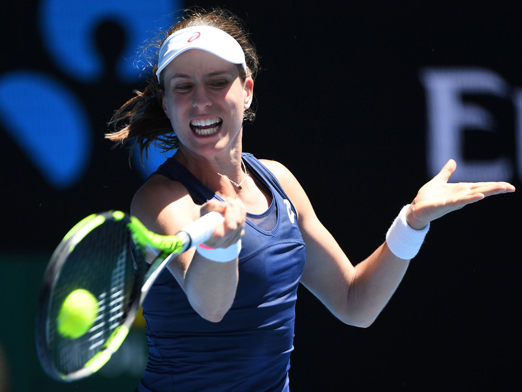 Johann Konta helped Britain to an unassailable 2-0 lead against Portugal ahead of the final doubles match