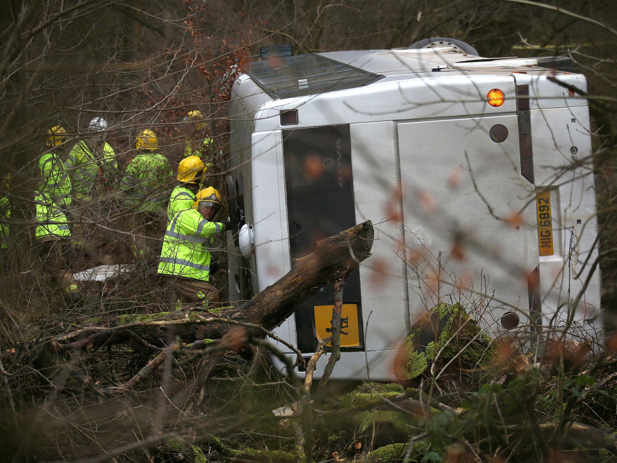 Emergency services at the scene near Our Lady's High School in Cumbernauld, Lanarkshire