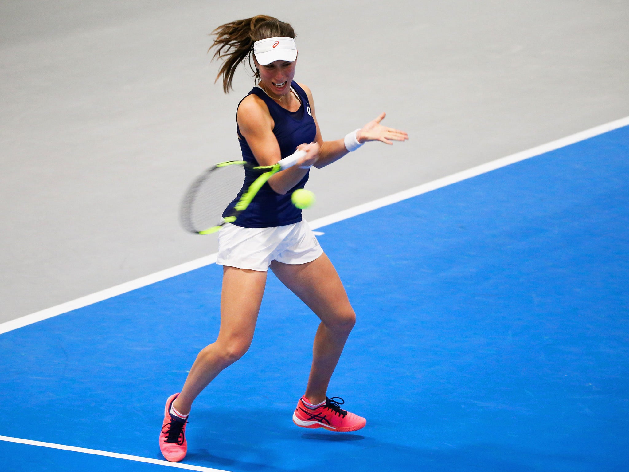 Johanna Konta had to fight back from a set down to beat Cagla Buyukakcay 5-7 6-4 6-3