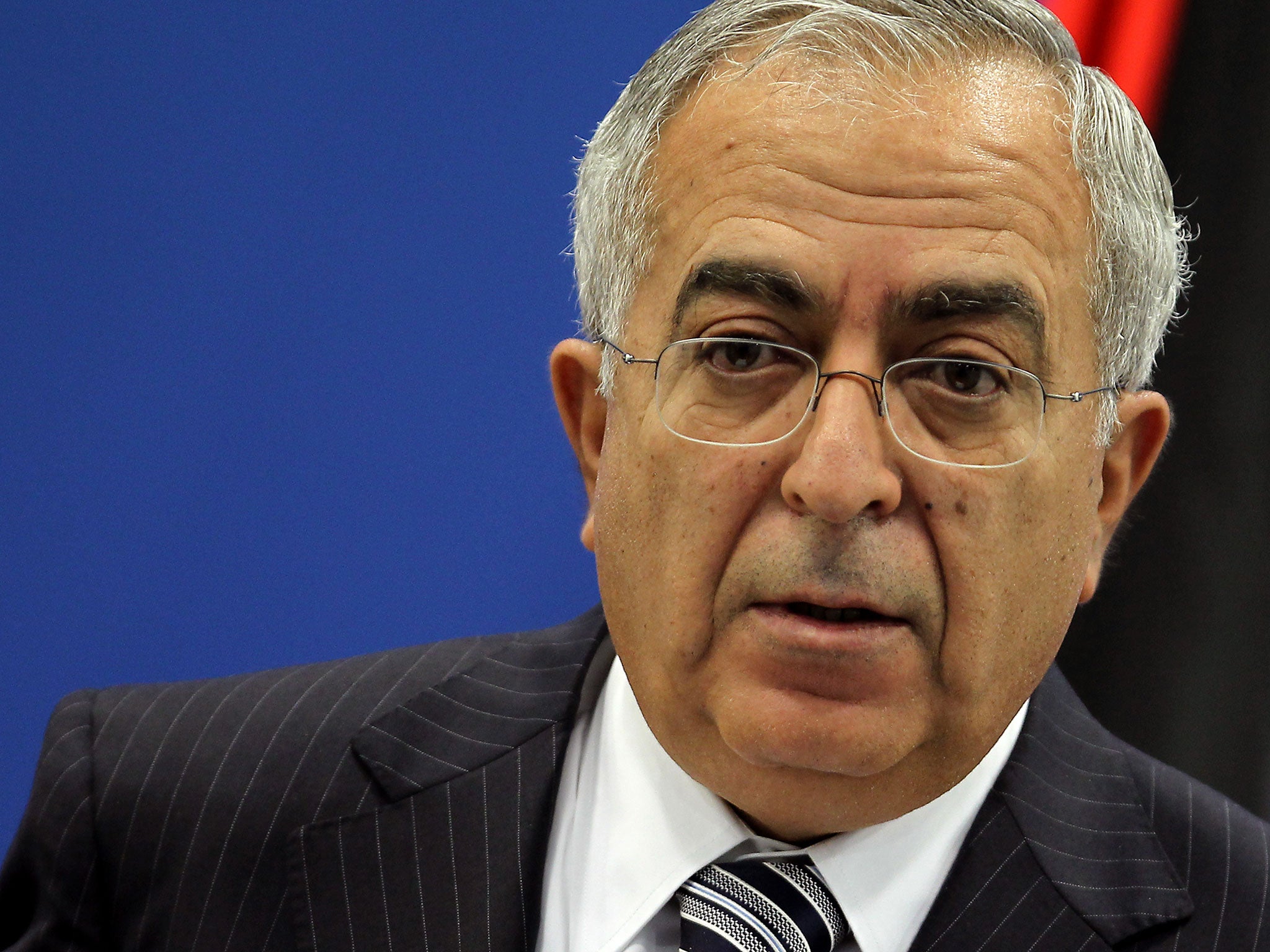 Former Palestinian Prime Minister Salam Fayyad holds a press conference in Ramallah in 2012