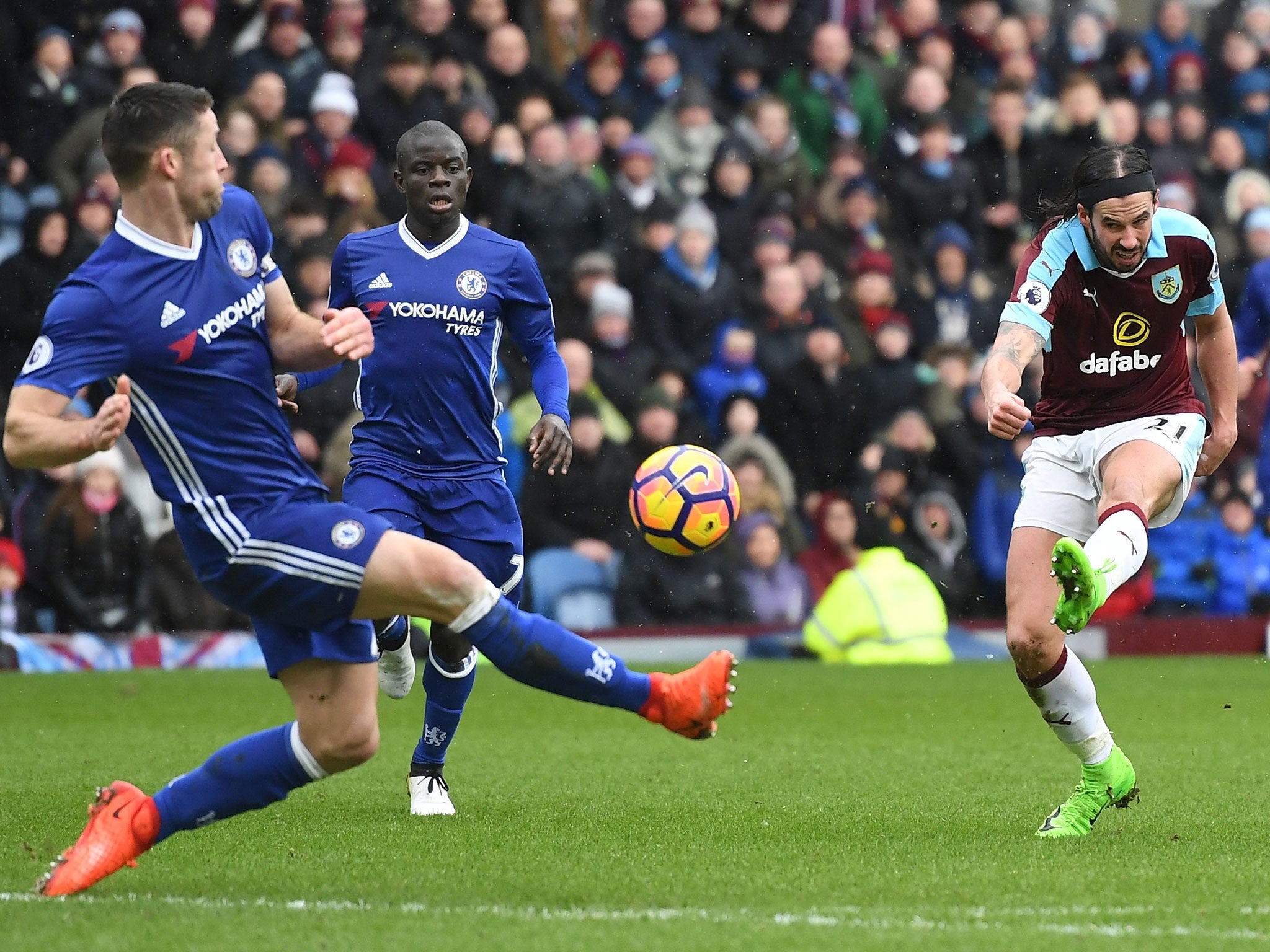 George Boyd tried his luck with a shot on goal