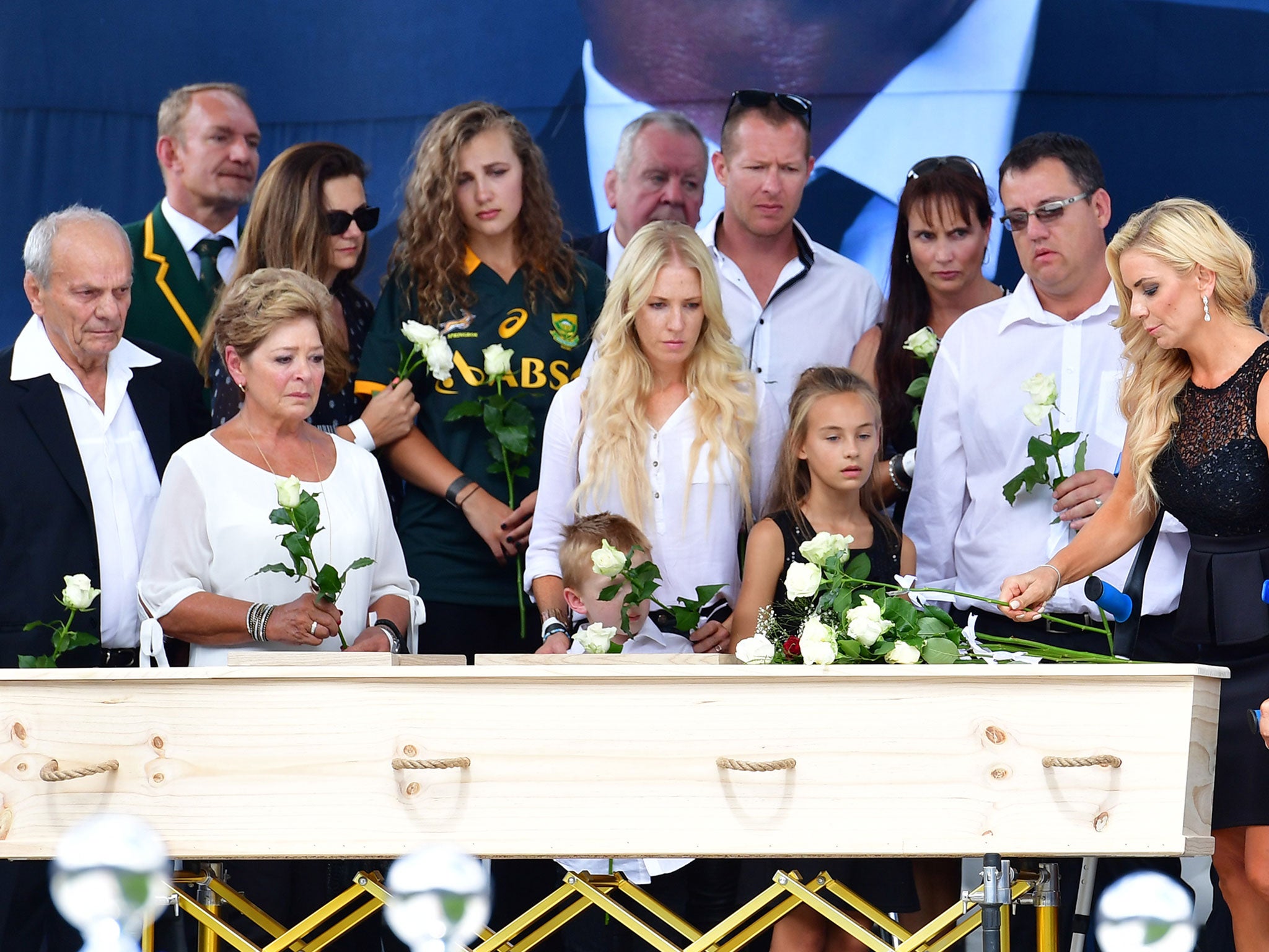 Van der Westhuizen's family mourn his death at a memorial service last Friday