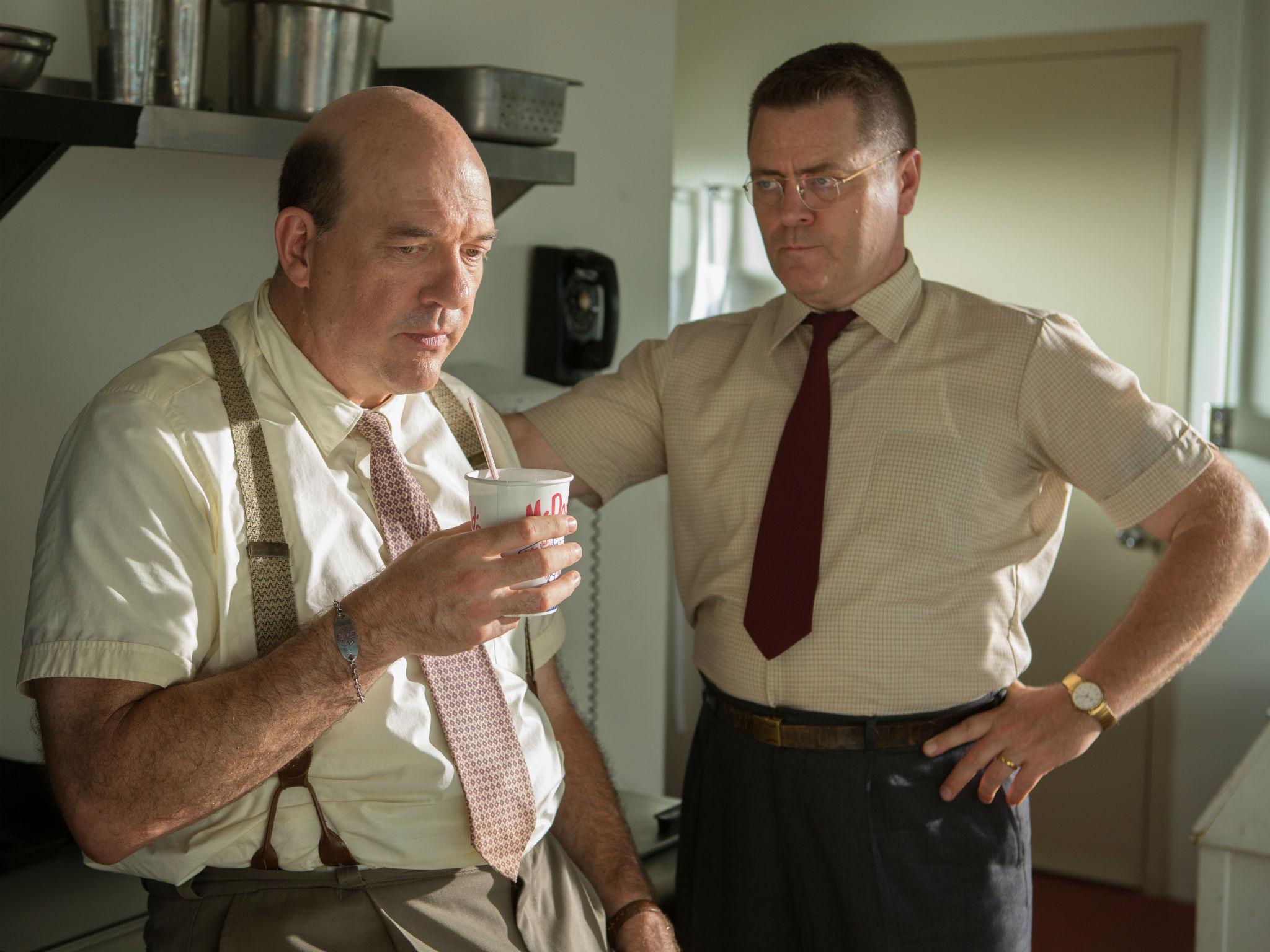 Offerman as Dick McDonald (right) with John Carroll Lynch (left) who plays Mac McDonald in 'The Founder'