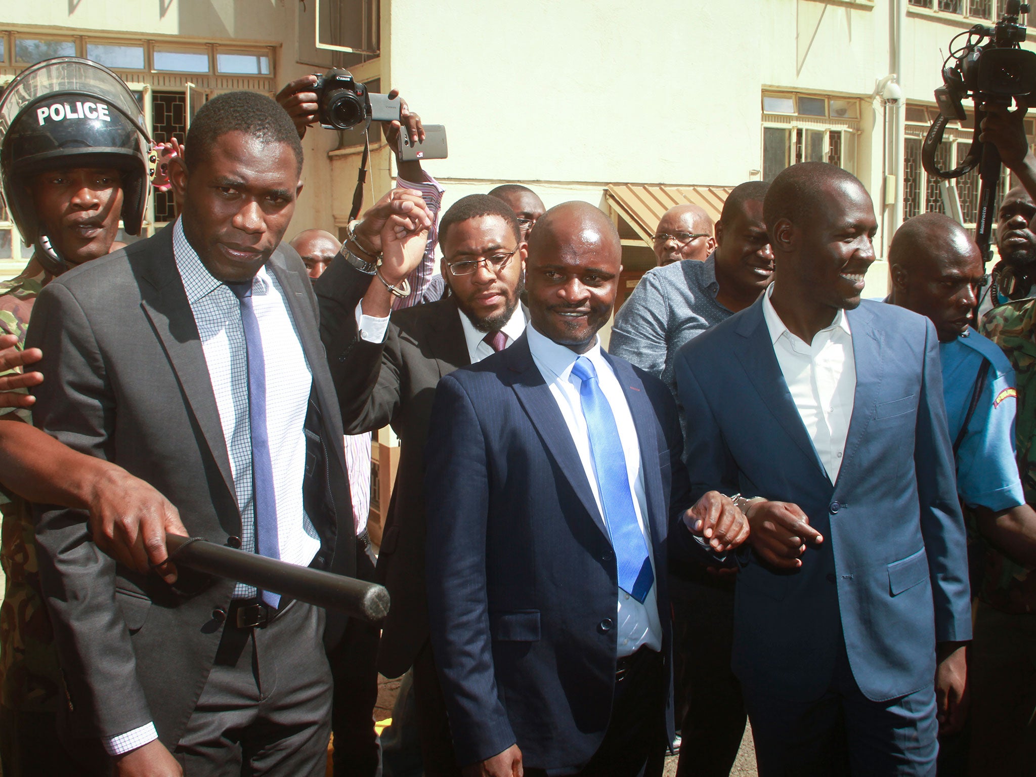 Doctors’ union officials, Ouma Oluga (left), Samuel Oroko (centre), and Allan Ochanj, were among the doctors to be jailed in Nairobi yesterday