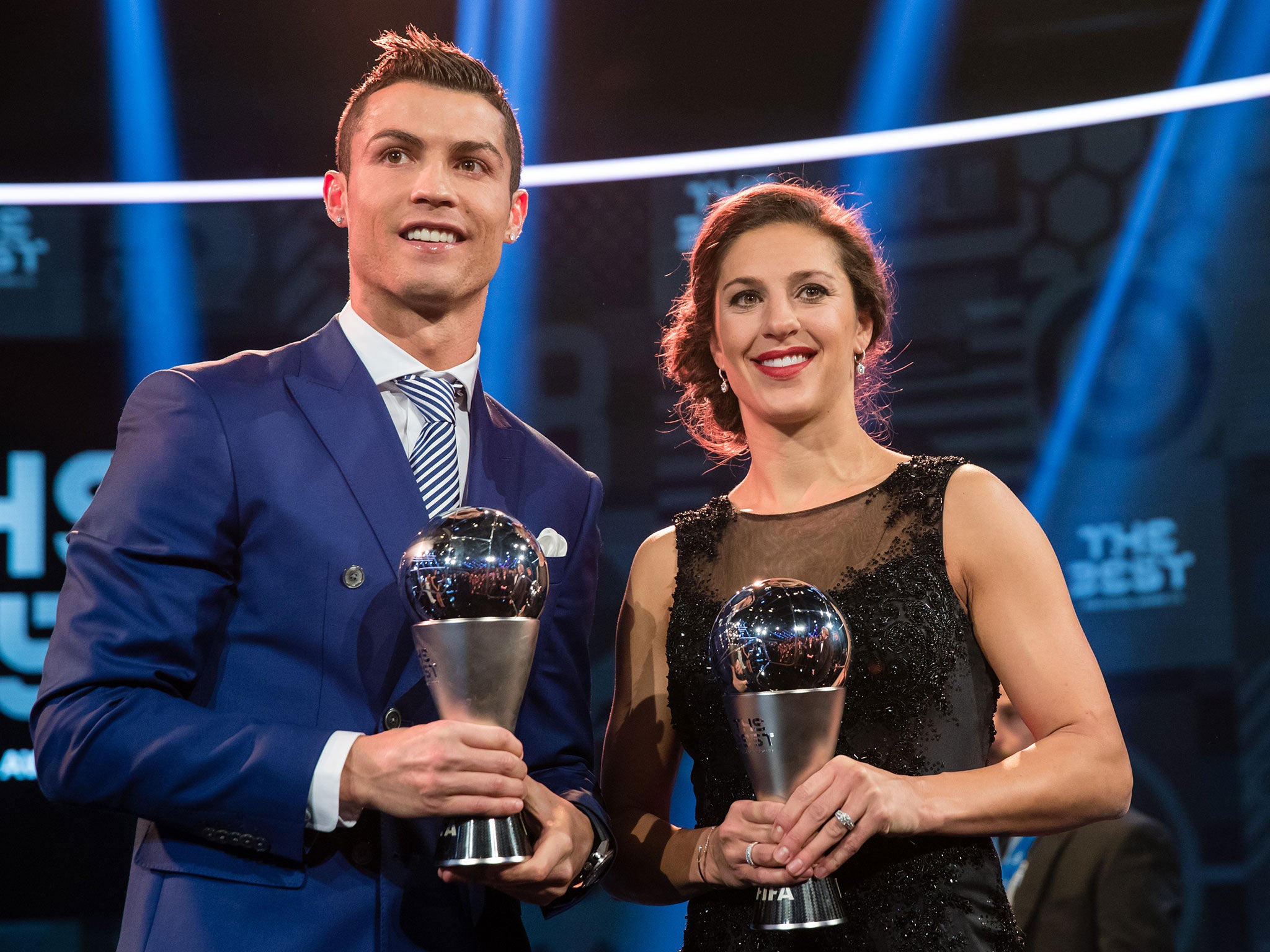 Lloyd with Cristiano Ronaldo at the Best Fifa Football Awards