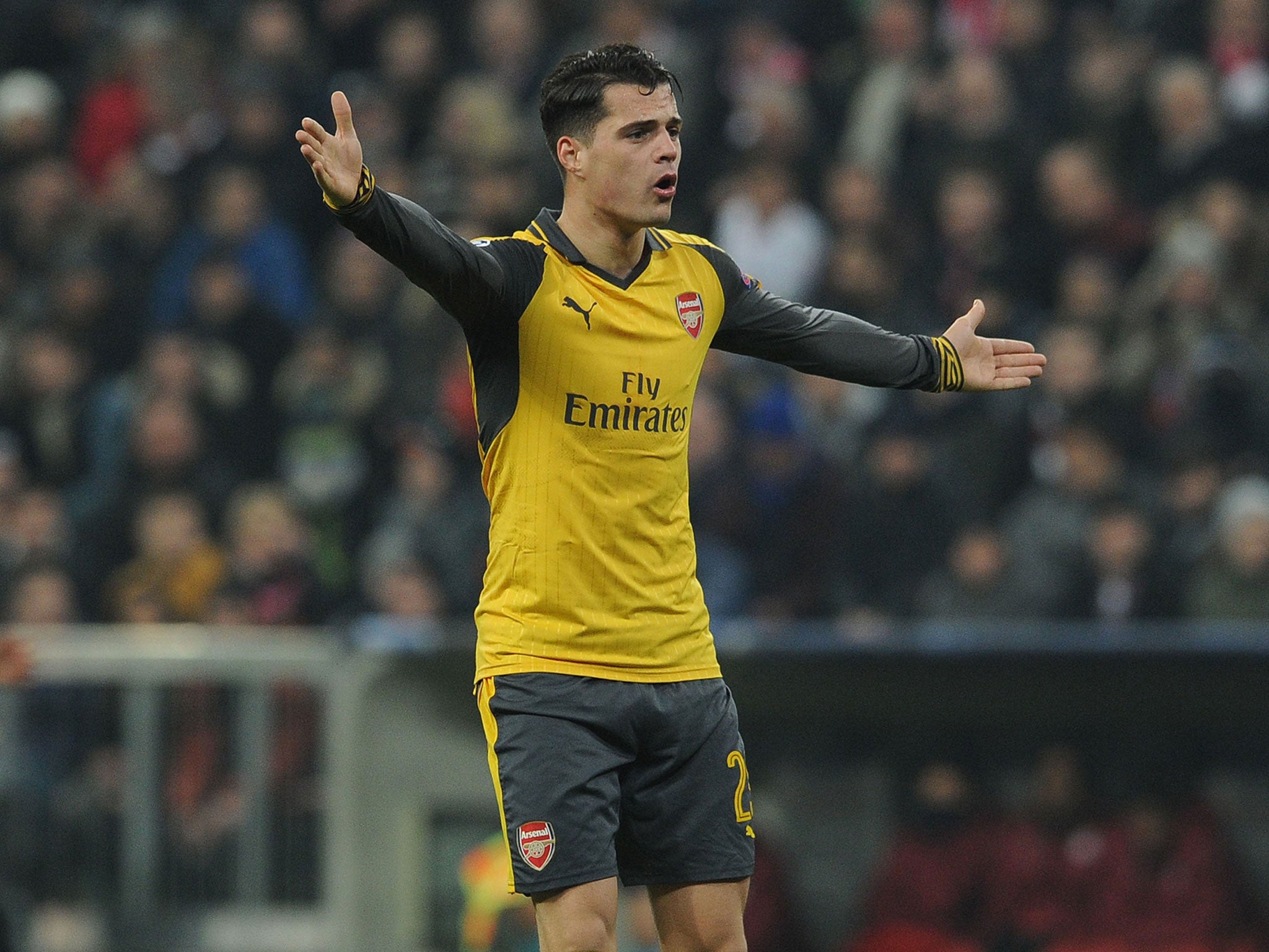 Wenger pulled Granti Xhaka aside during the game in an effort to stop the capitulation