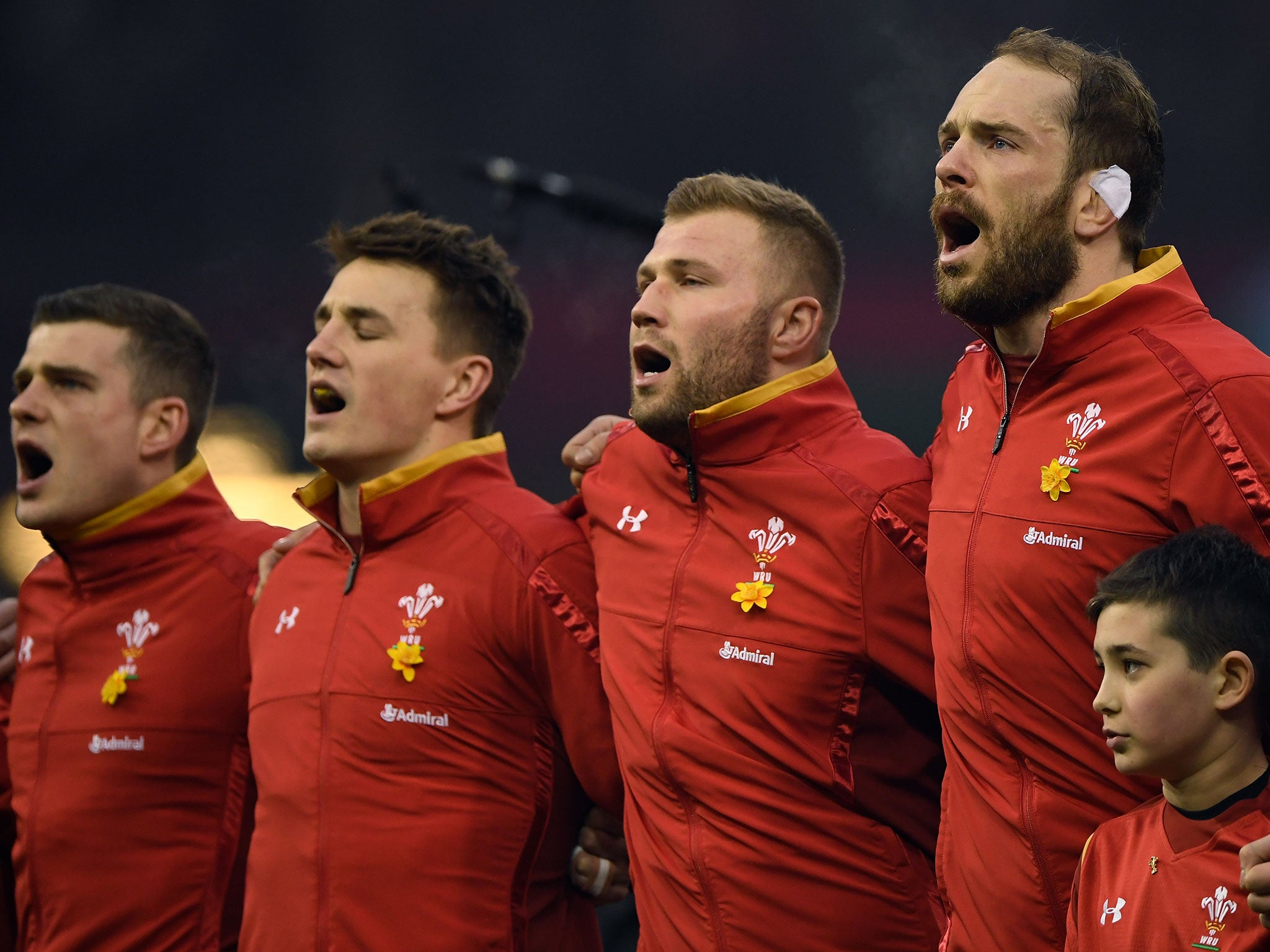 Moriarty with his team-mates prior to Wales' defeat by England last weekend