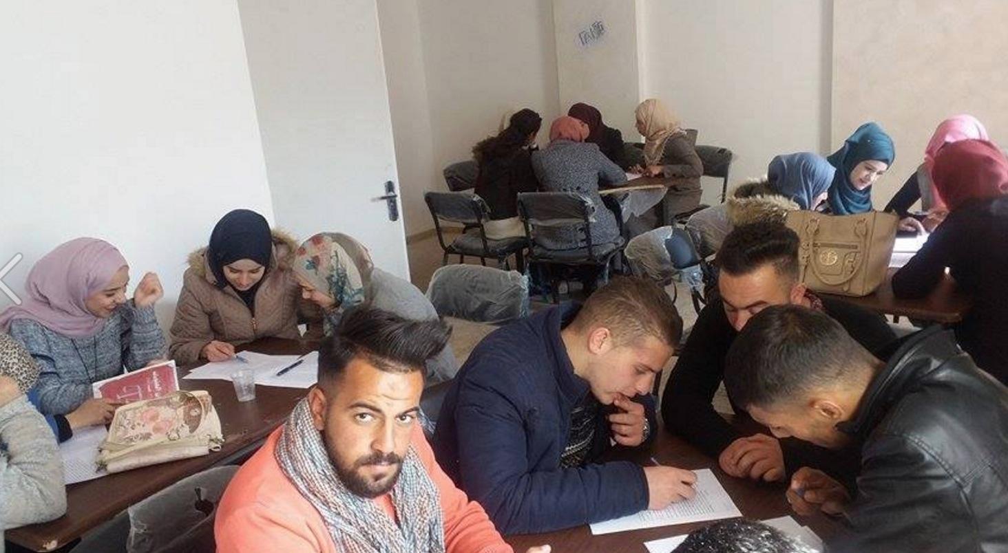 Young Palestinians take part in a workshop at the Youth Centre for Development and Innovation in Nablus, West Bank