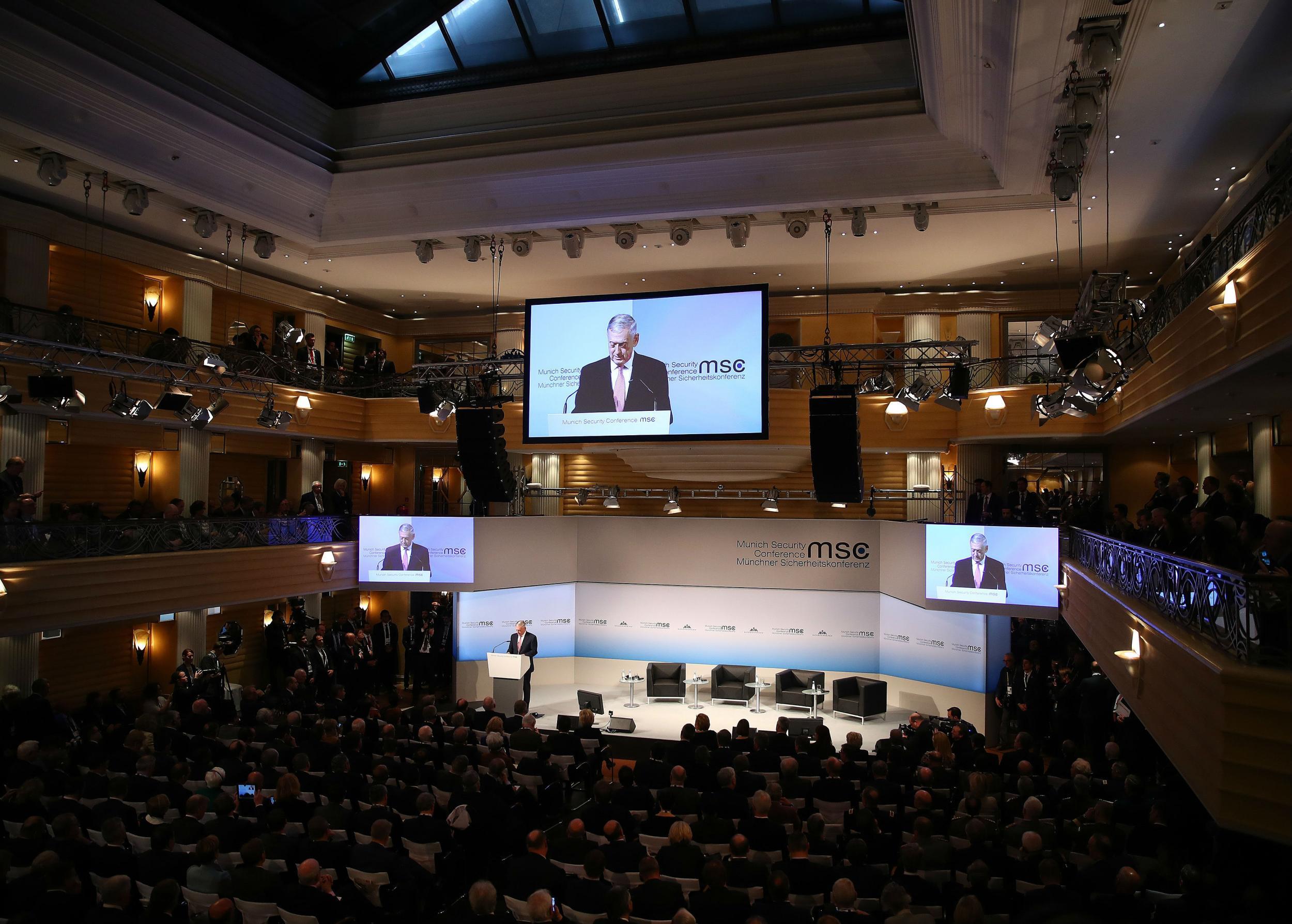 US Secretary of Defence Jim Mattis addresses opening session of the Munich Security Conference on Friday