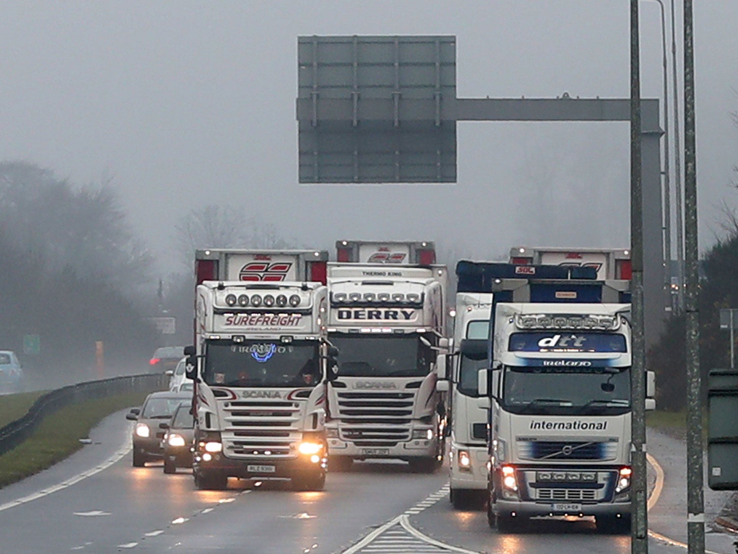 Traffic was brought to a near-standstill by the protest (Niall Carson/PA Wire )