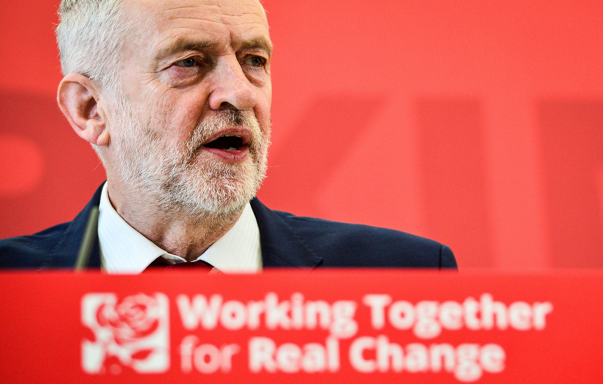 Jeremy Corbyn speaking at Labour's local government conference at Warwick University